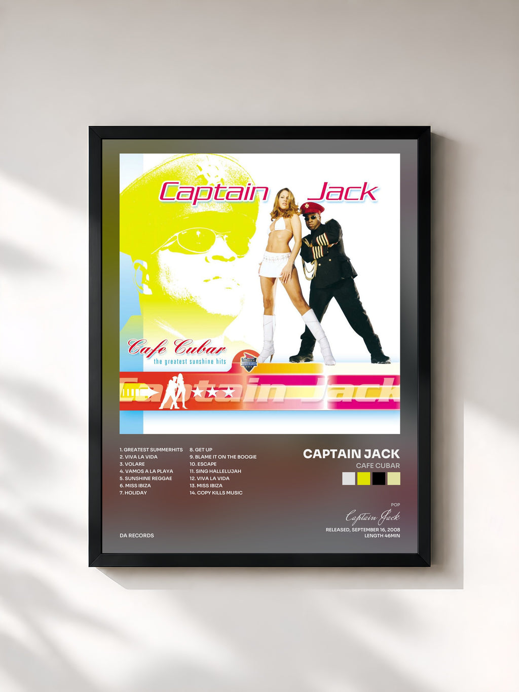 #noir Tableau de l'album Cafe Cubar de Captain Jack, cadre noir, imprimé et encadré en France