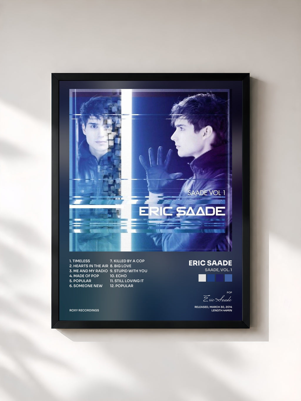 #noir Tableau de l'album Saade, Vol. 1 de Eric Saade, cadre noir, imprimé et encadré en France
