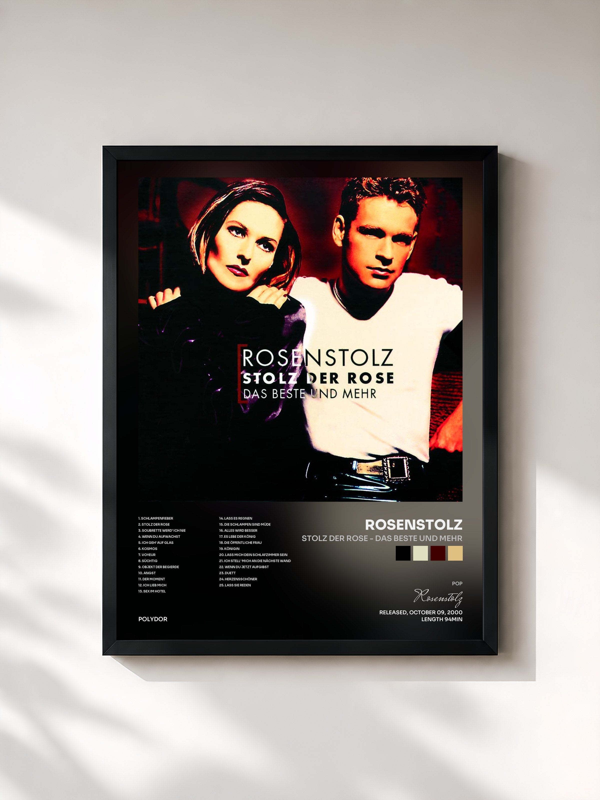 #noir Tableau de l'album Stolz der Rose - Das Beste und mehr de Rosenstolz, cadre noir, imprimé et encadré en France
