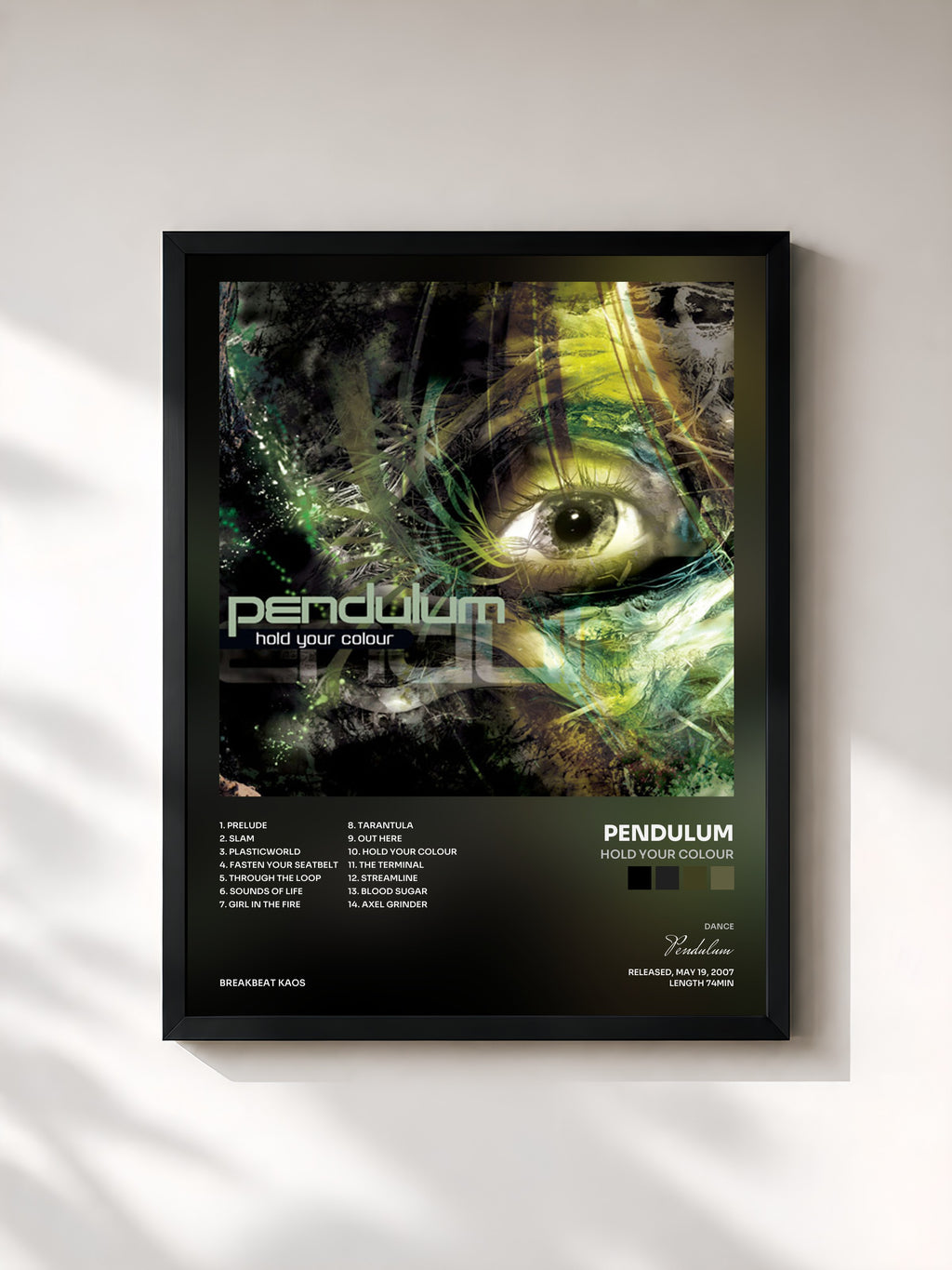 #noir Tableau de l'album Hold Your Colour de Pendulum, cadre noir, imprimé et encadré en France