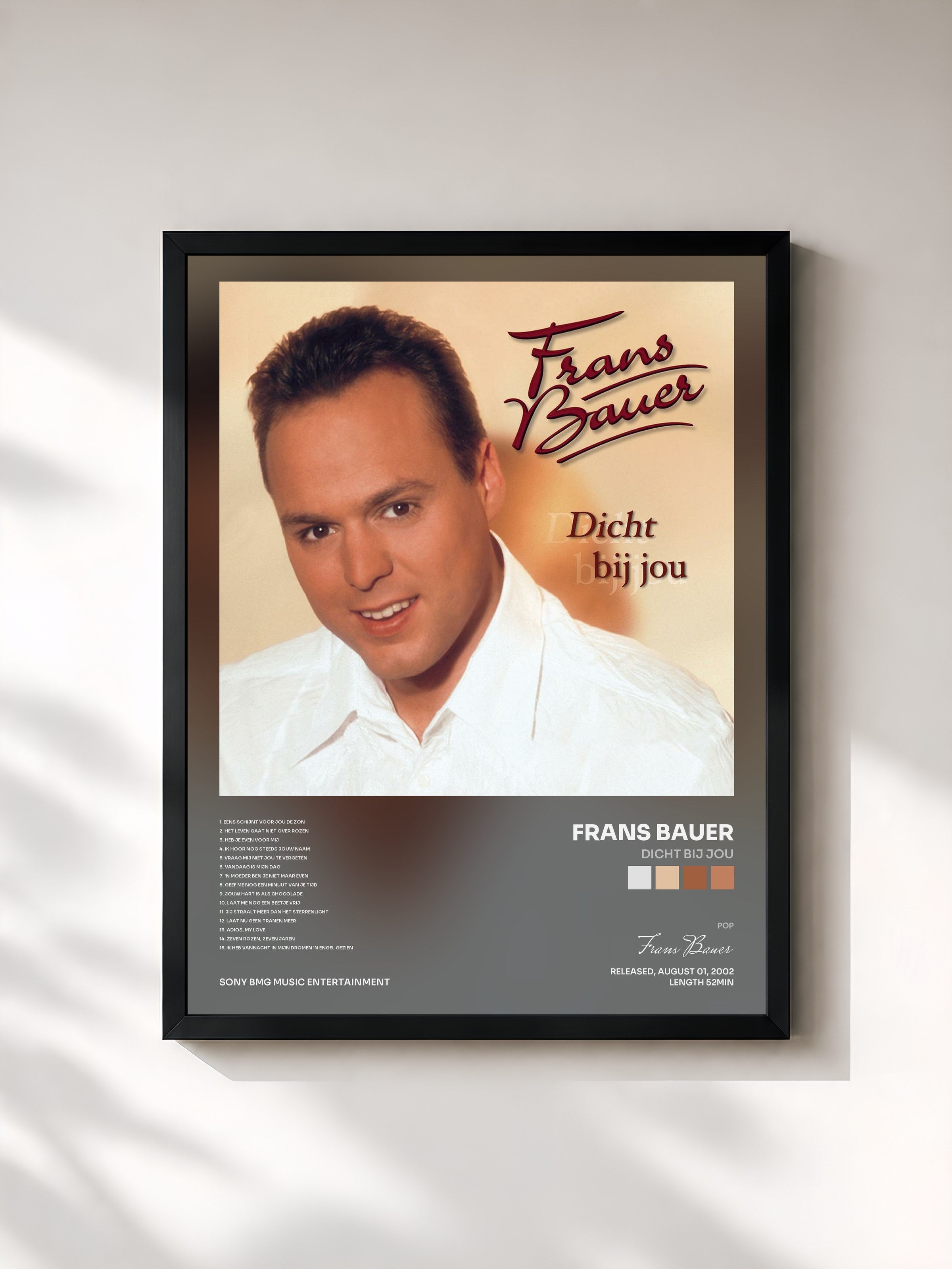 #noir Tableau de l'album Dicht bij jou de Frans Bauer, cadre noir, imprimé et encadré en France