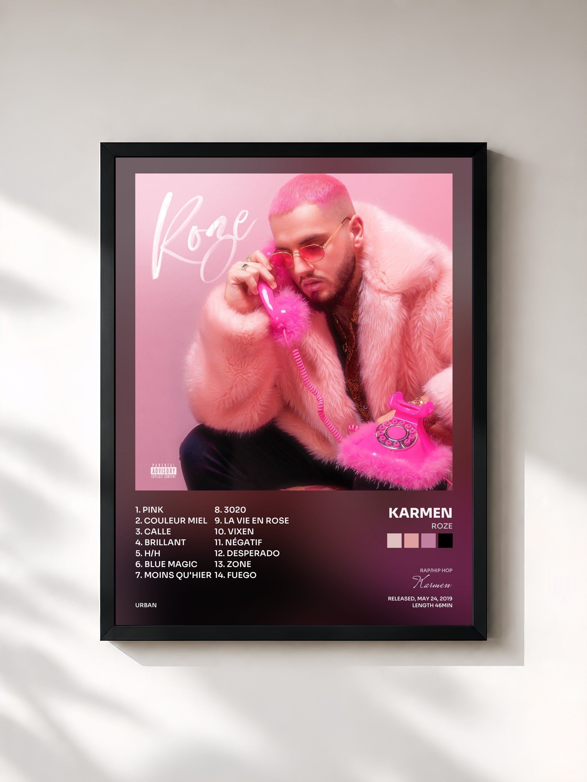 #noir Tableau de l'album Roze de Karmen, cadre noir, imprimé et encadré en France