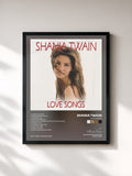 #noir Tableau de l'album Love Songs de Shania Twain, cadre noir, imprimé et encadré en France