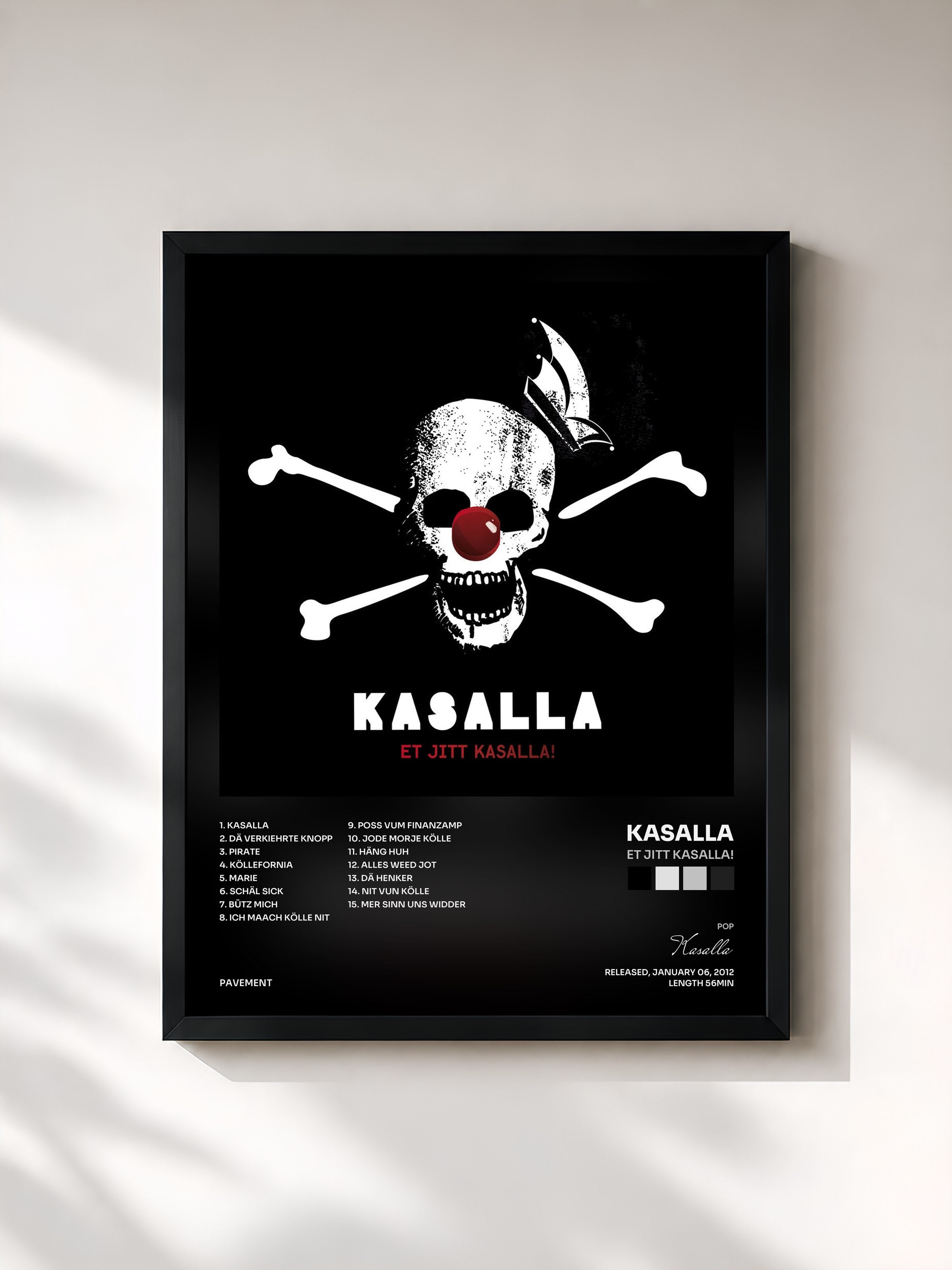 #noir Tableau de l'album Et jitt Kasalla! de Kasalla, cadre noir, imprimé et encadré en France