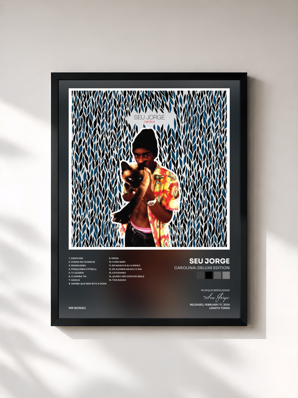 #noir Tableau de l'album Carolina: Deluxe Edition de Seu Jorge, cadre noir, imprimé et encadré en France