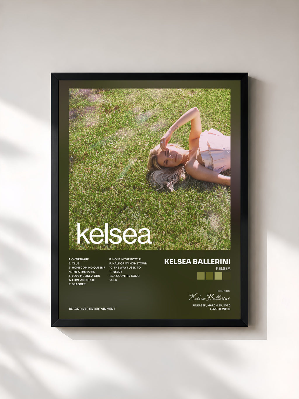 #noir Tableau de l'album kelsea de Kelsea Ballerini, cadre noir, imprimé et encadré en France