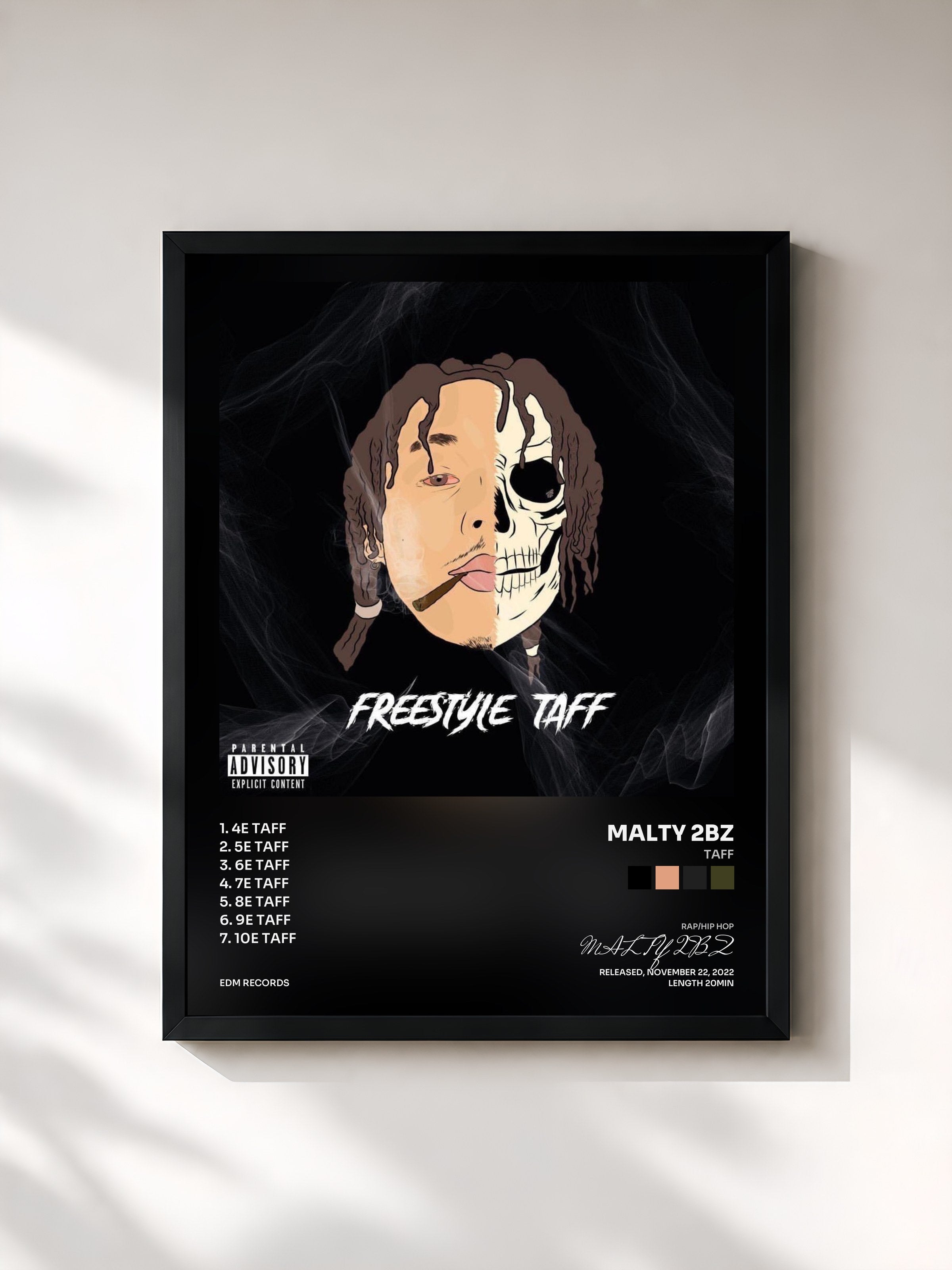 #noir Tableau de l'album Taff de MALTY 2BZ, cadre noir, imprimé et encadré en France
