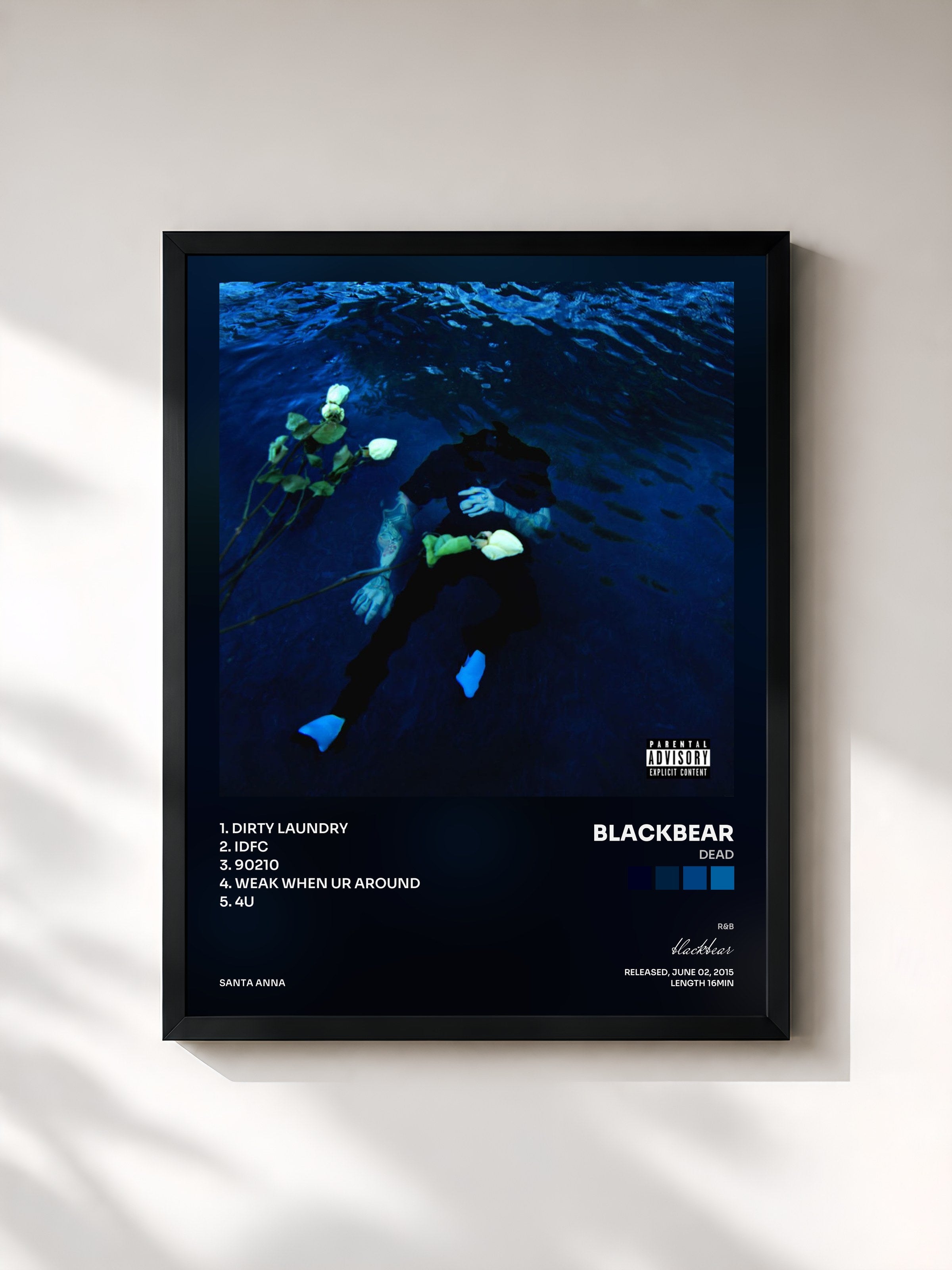 #noir Tableau de l'album dead de blackbear, cadre noir, imprimé et encadré en France