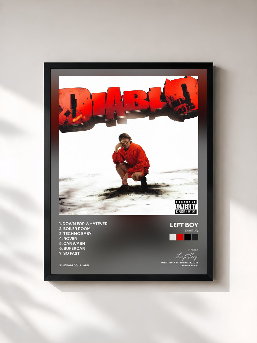 #noir Tableau de l'album DIABLO de Left Boy, cadre noir, imprimé et encadré en France