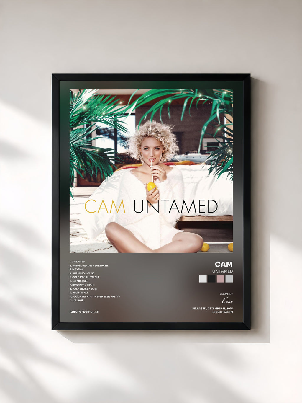 #noir Tableau de l'album Untamed de Cam, cadre noir, imprimé et encadré en France
