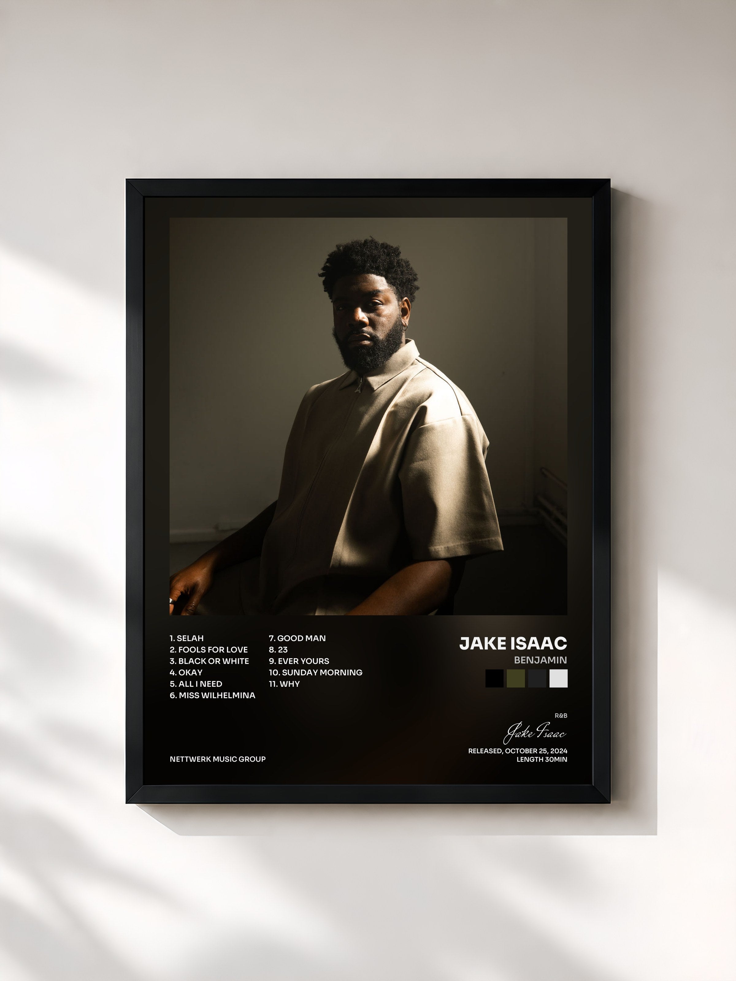 #noir Tableau de l'album BENJAMIN de Jake Isaac, cadre noir, imprimé et encadré en France