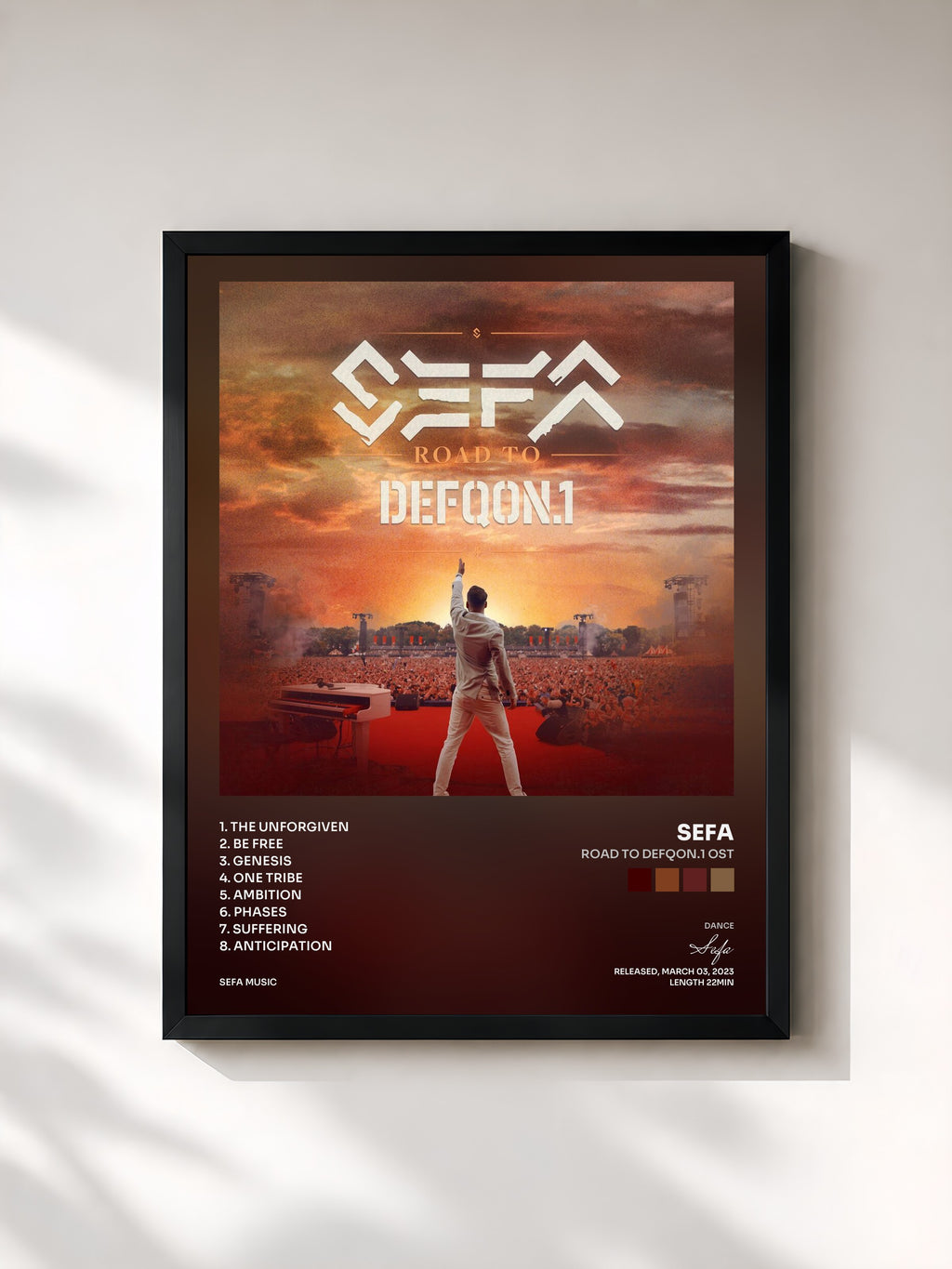 #noir Tableau de l'album Road To Defqon.1 OST de Sefa, cadre noir, imprimé et encadré en France