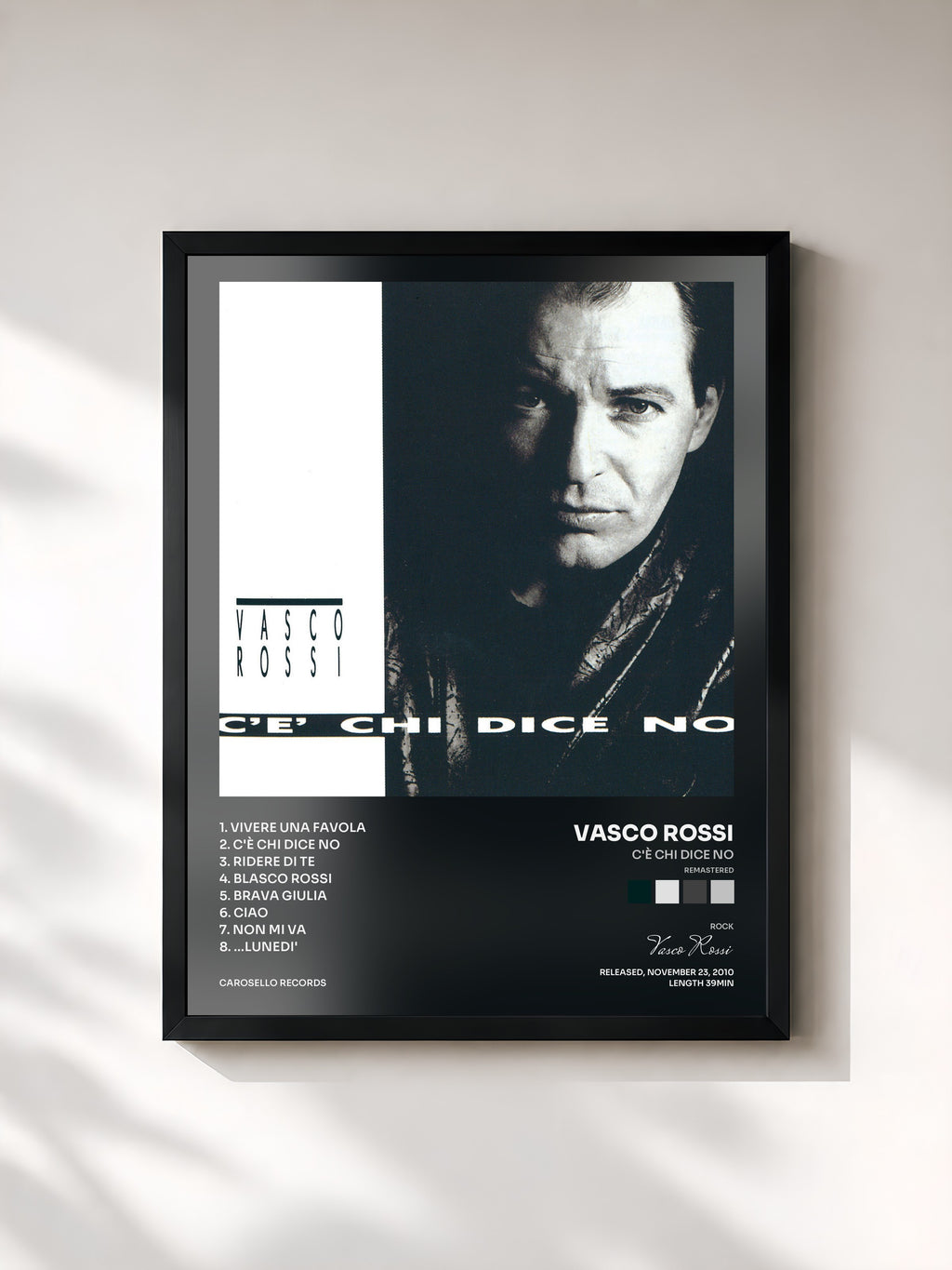 #noir Tableau de l'album C'è Chi Dice No (Remastered) de Vasco Rossi, cadre noir, imprimé et encadré en France