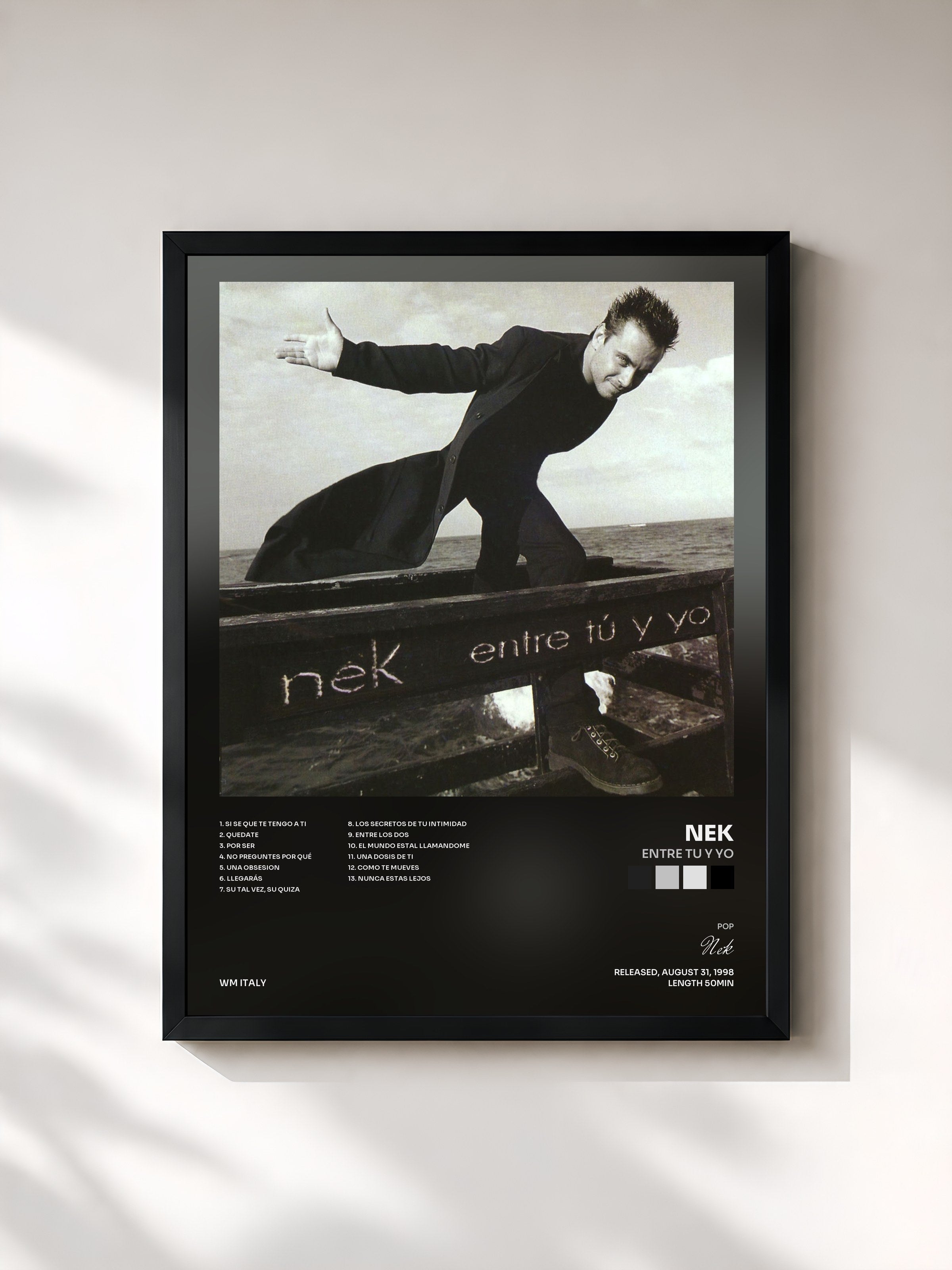 #noir Tableau de l'album Entre tu y yo de Nek, cadre noir, imprimé et encadré en France