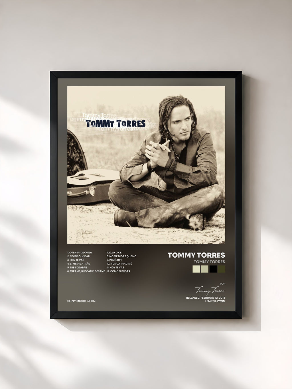 #noir Tableau de l'album Tommy Torres de Tommy Torres, cadre noir, imprimé et encadré en France