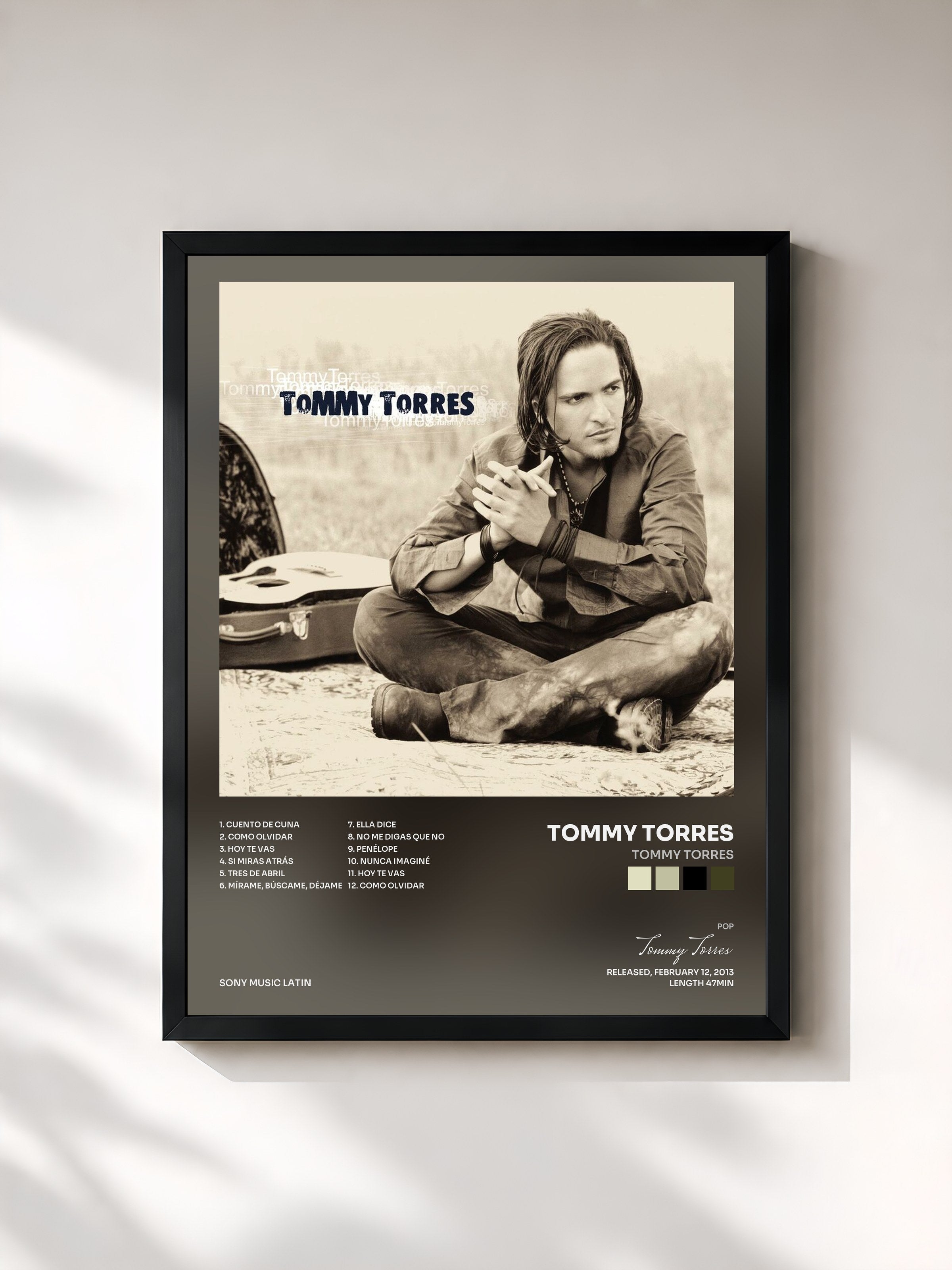 #noir Tableau de l'album Tommy Torres de Tommy Torres, cadre noir, imprimé et encadré en France