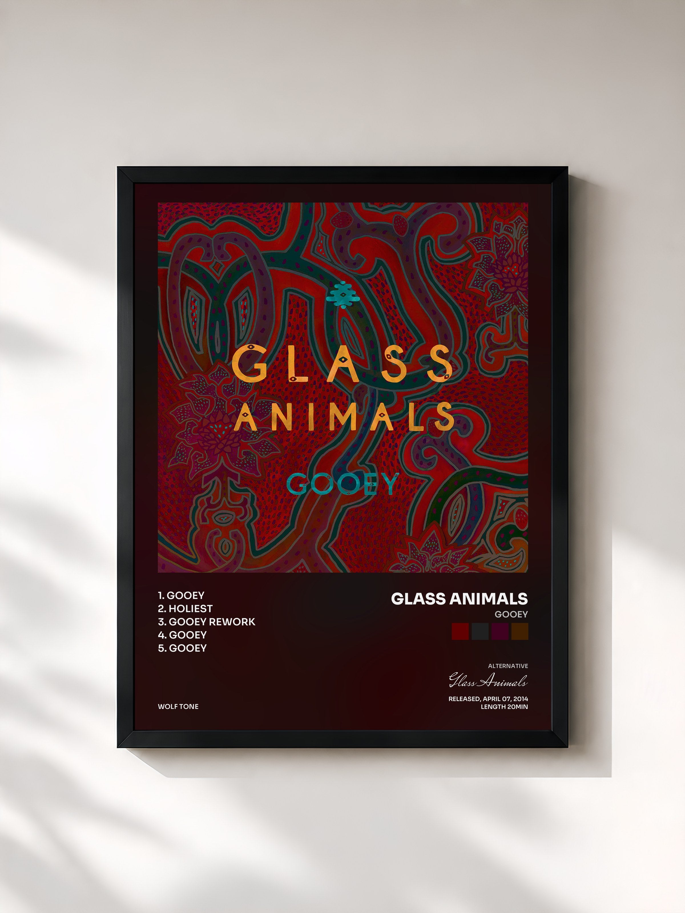 #noir Tableau de l'album Gooey de Glass Animals, cadre noir, imprimé et encadré en France