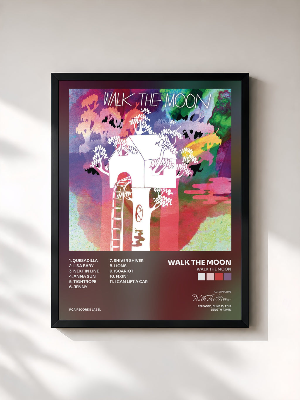 #noir Tableau de l'album Walk The Moon de Walk The Moon, cadre noir, imprimé et encadré en France