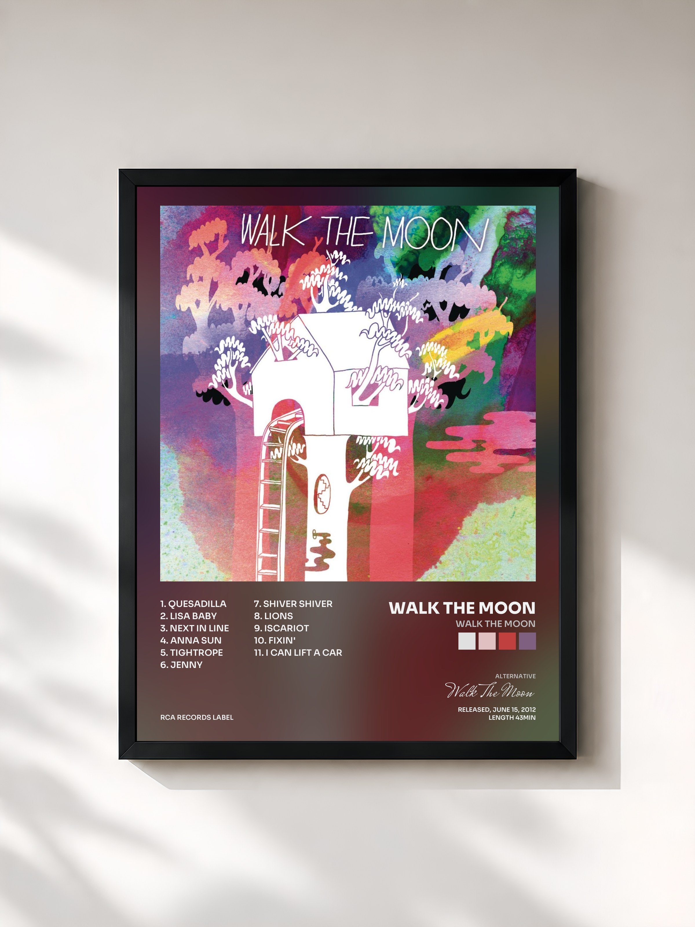 #noir Tableau de l'album Walk The Moon de Walk The Moon, cadre noir, imprimé et encadré en France