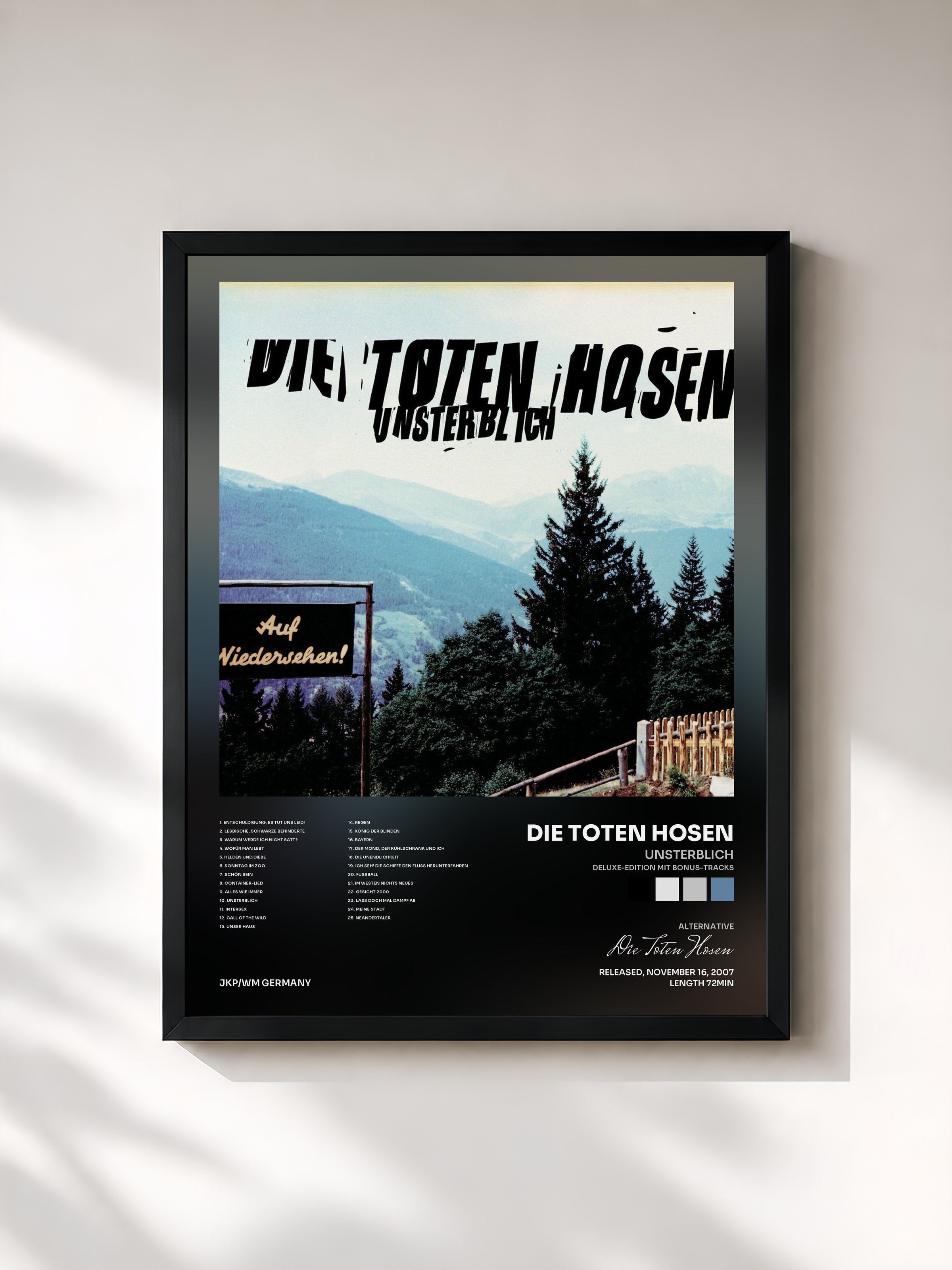 #noir Tableau de l'album Unsterblich (Deluxe-Edition mit Bonus-Tracks) de Die Toten Hosen, cadre noir, imprimé et encadré en France