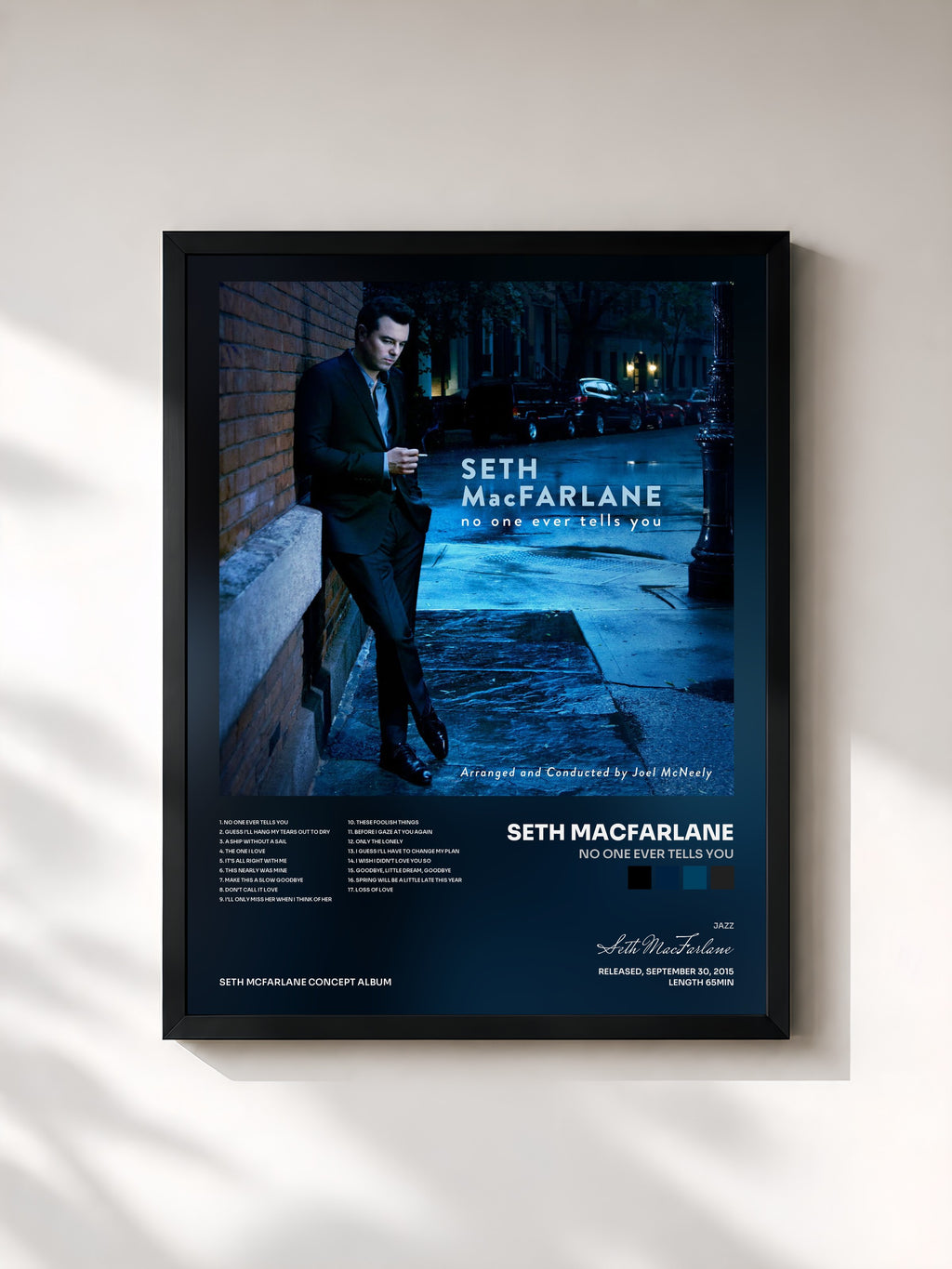 #noir Tableau de l'album No One Ever Tells You de Seth MacFarlane, cadre noir, imprimé et encadré en France