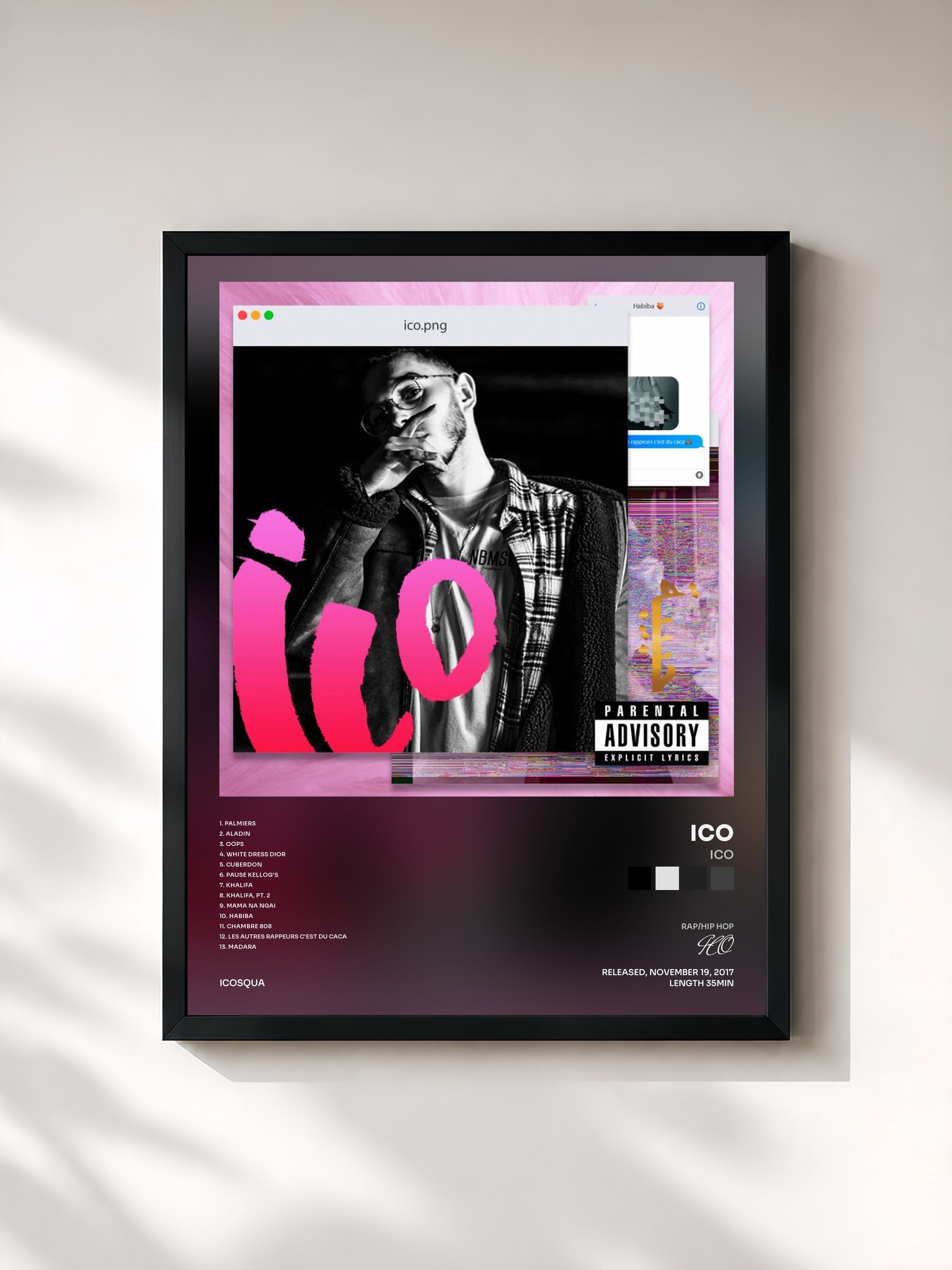 #noir Tableau de l'album Ico de ICO, cadre noir, imprimé et encadré en France