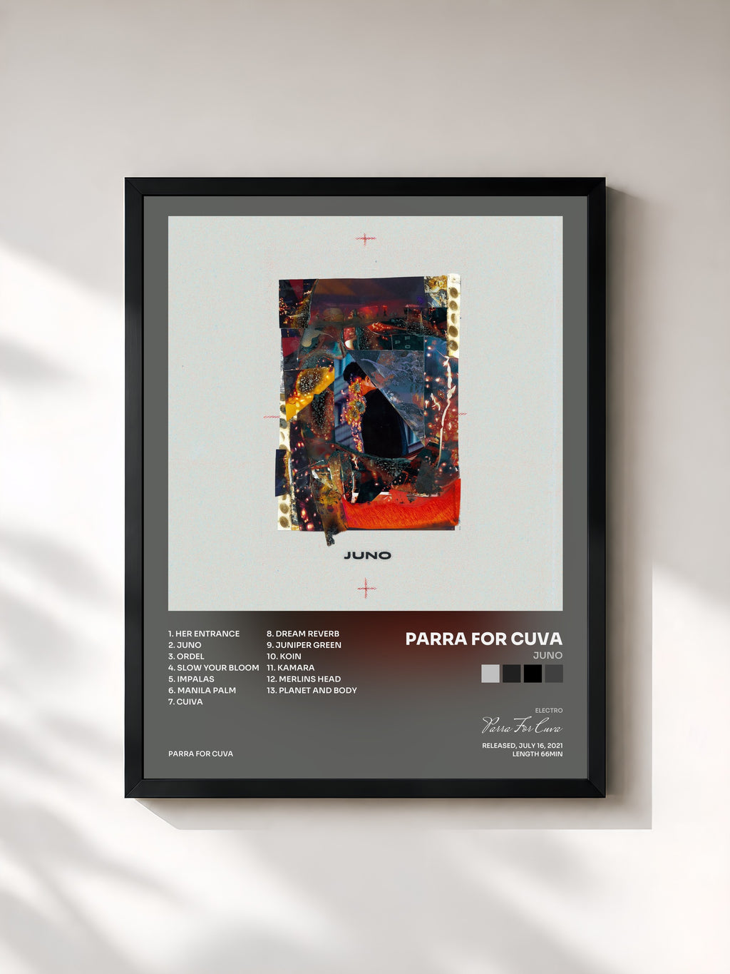 #noir Tableau de l'album Juno de Parra For Cuva, cadre noir, imprimé et encadré en France