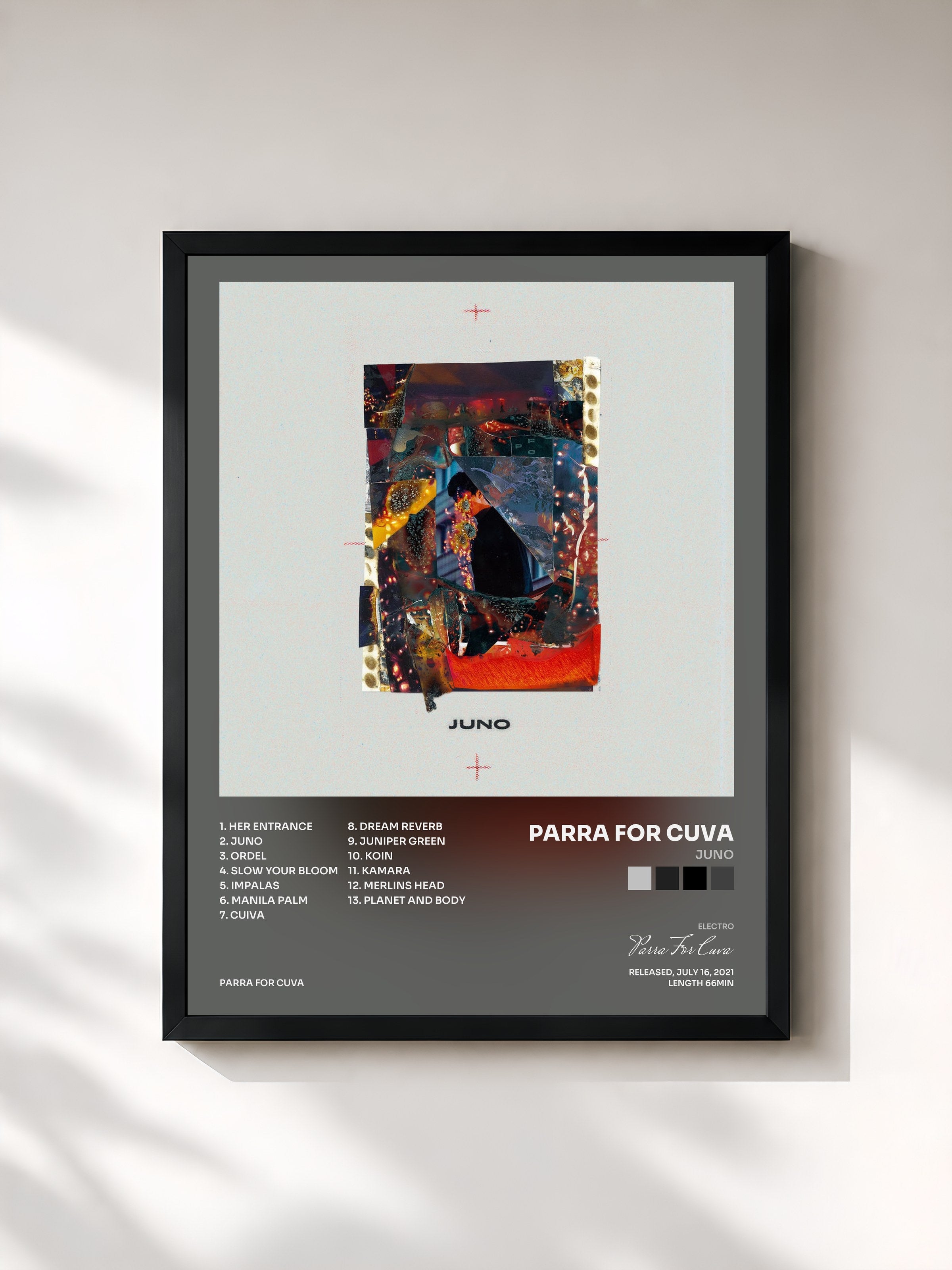 #noir Tableau de l'album Juno de Parra For Cuva, cadre noir, imprimé et encadré en France