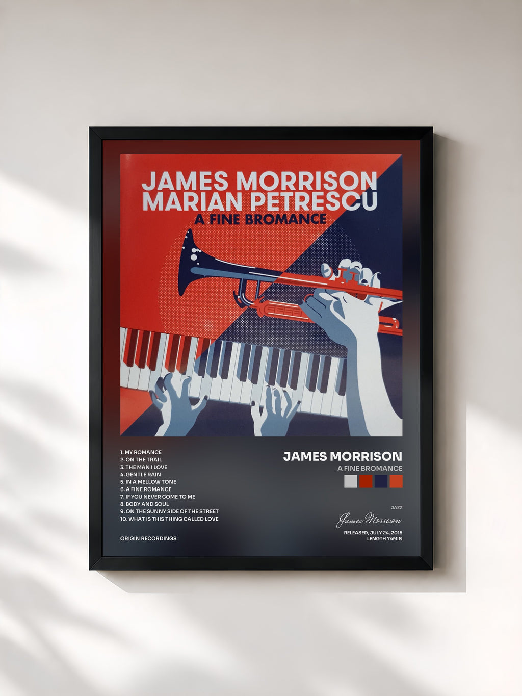 #noir Tableau de l'album A Fine Bromance de James Morrison, cadre noir, imprimé et encadré en France