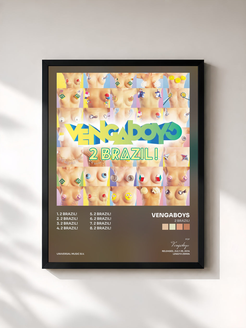 #noir Tableau de l'album 2 Brazil! de Vengaboys, cadre noir, imprimé et encadré en France