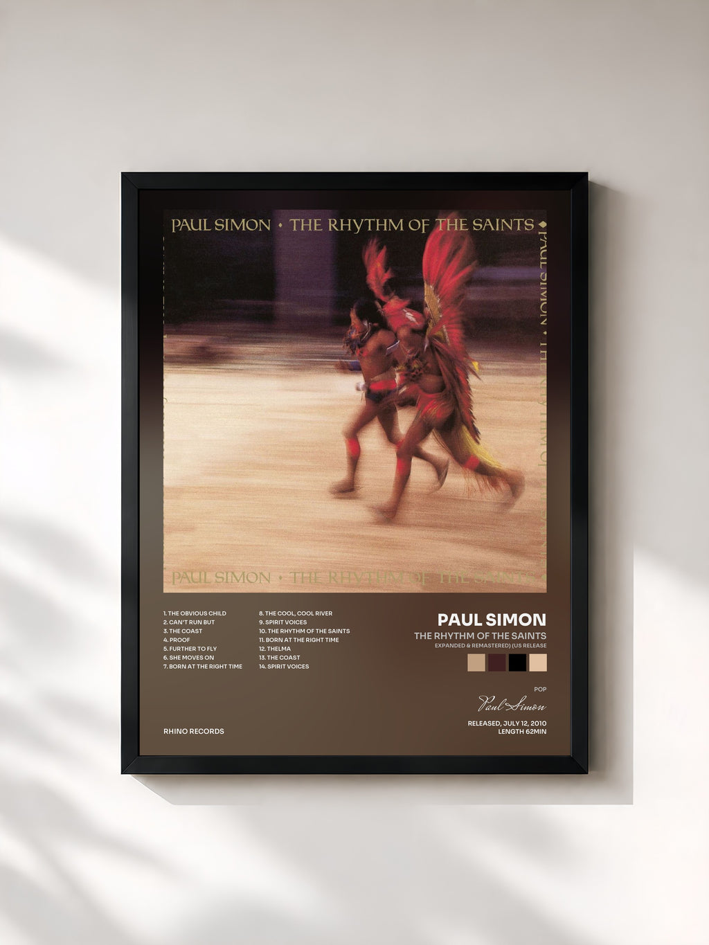 #noir Tableau de l'album The Rhythm Of The Saints (Expanded & Remastered) (US Release) de Paul Simon, cadre noir, imprimé et encadré en France