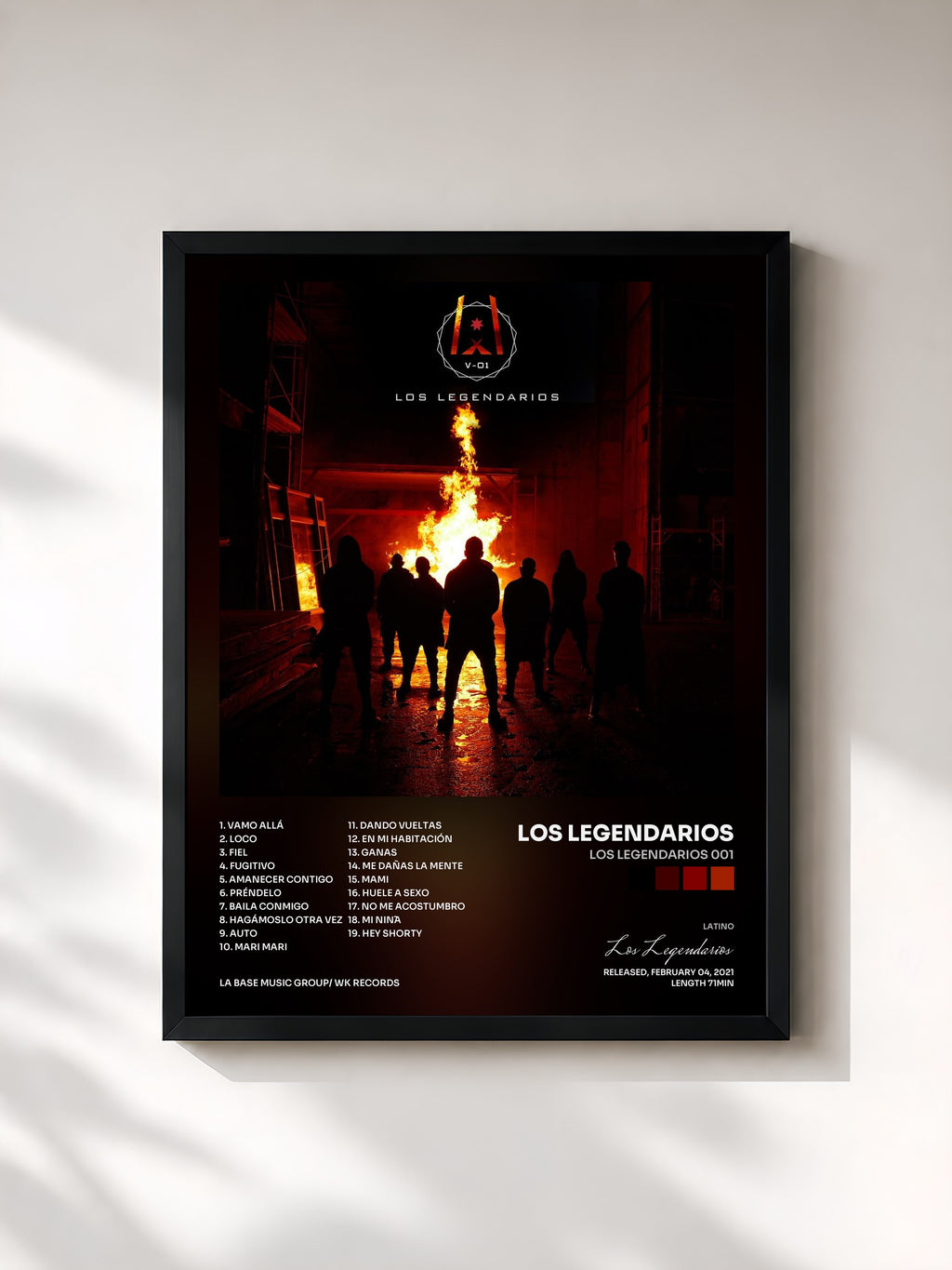 #noir Tableau de l'album Los Legendarios 001 de Los Legendarios, cadre noir, imprimé et encadré en France