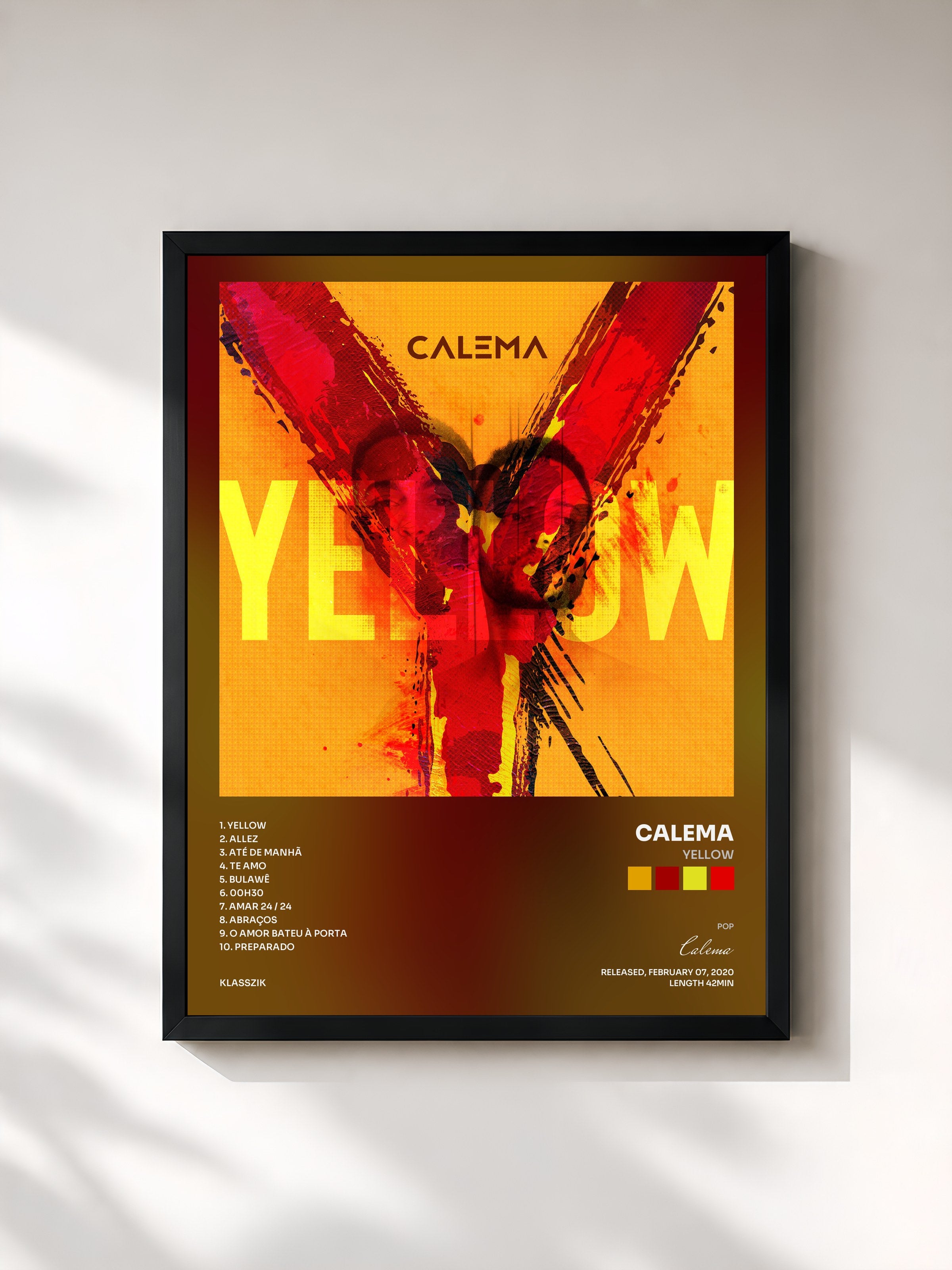 #noir Tableau de l'album Yellow de Calema, cadre noir, imprimé et encadré en France