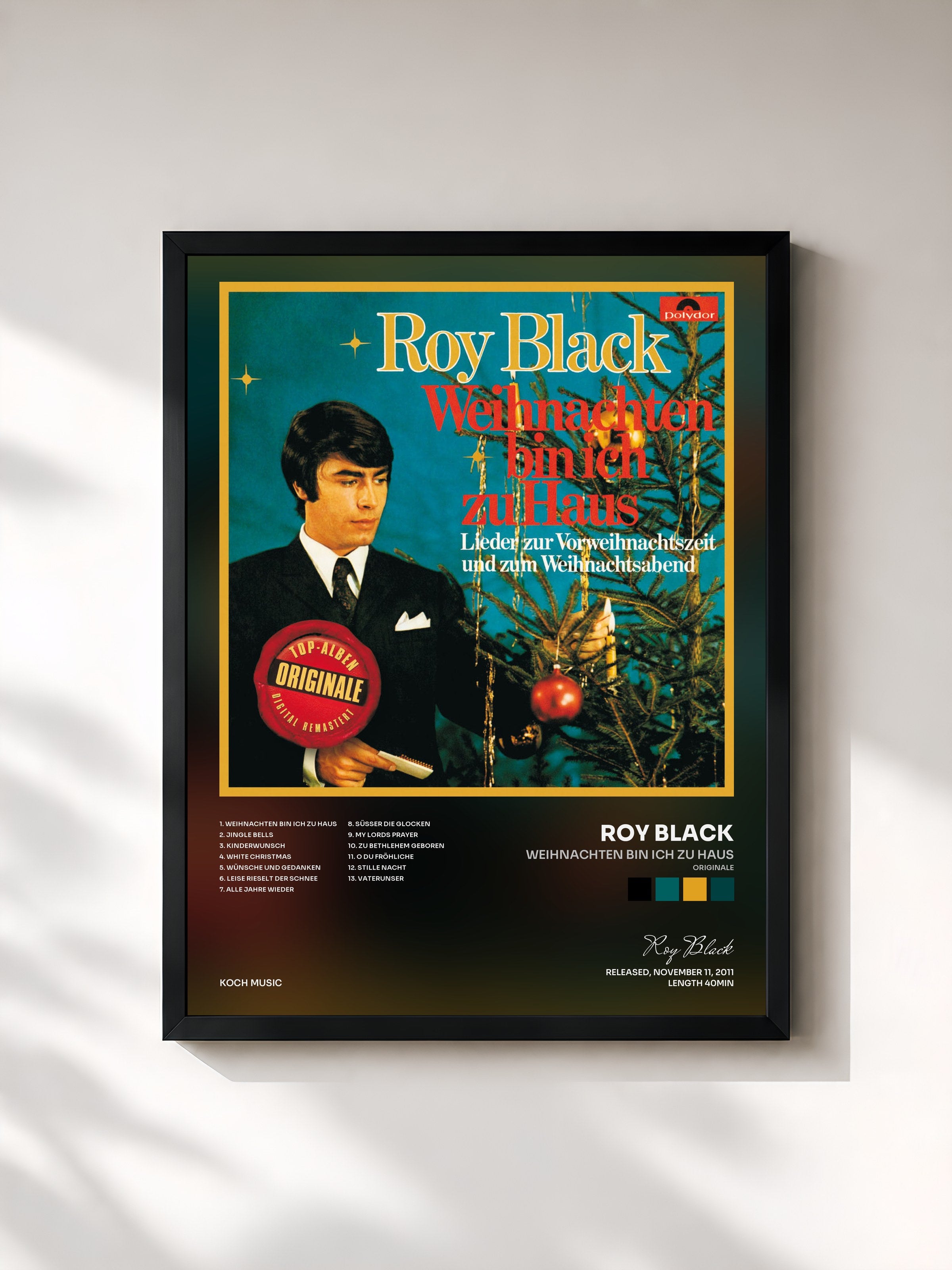 #noir Tableau de l'album Weihnachten bin ich zu Haus (Originale) de Roy Black, cadre noir, imprimé et encadré en France