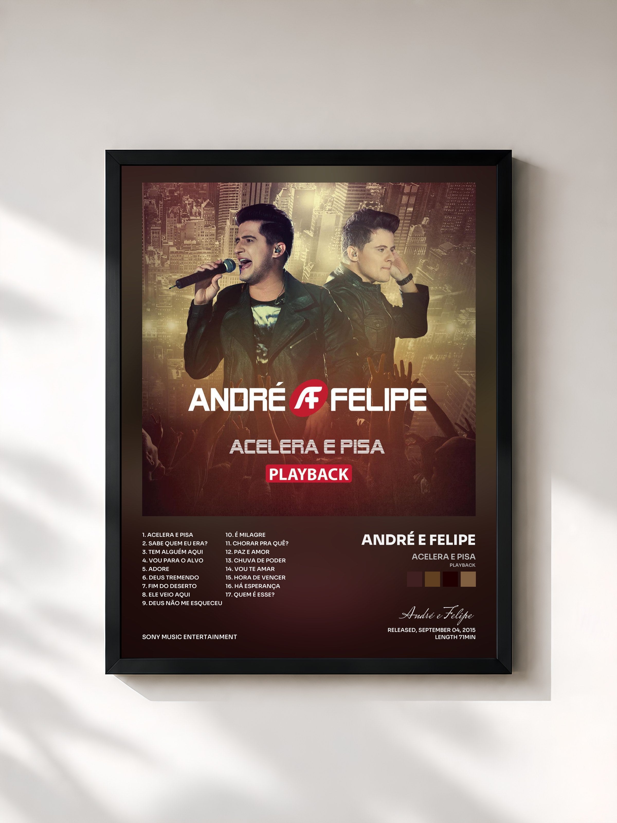 #noir Tableau de l'album Acelera e Pisa (Playback) de André e Felipe, cadre noir, imprimé et encadré en France