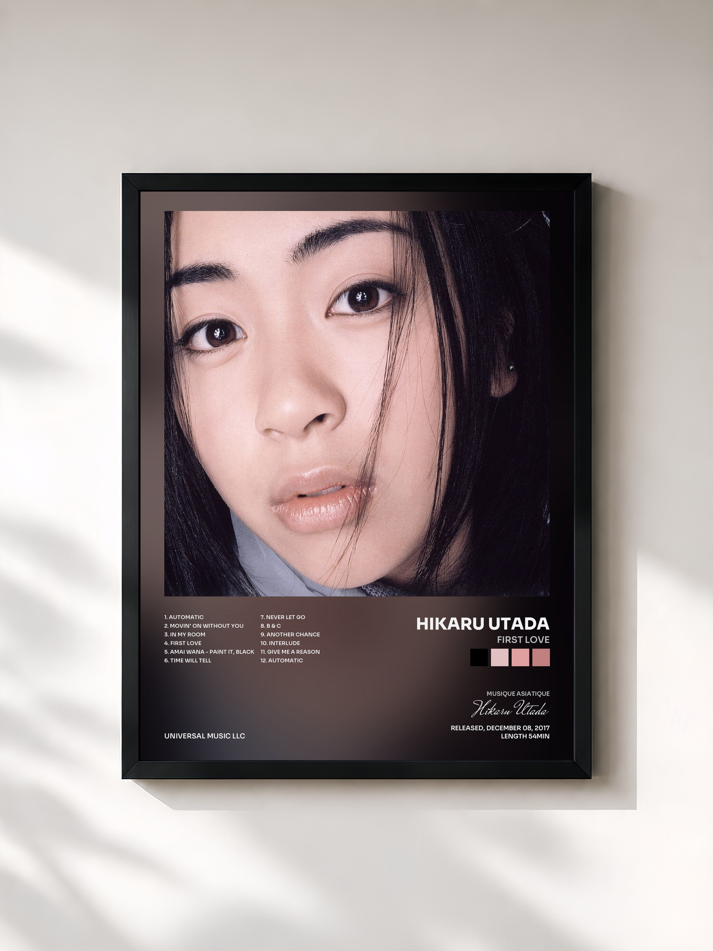 #noir Tableau de l'album First Love de Hikaru Utada, cadre noir, imprimé et encadré en France