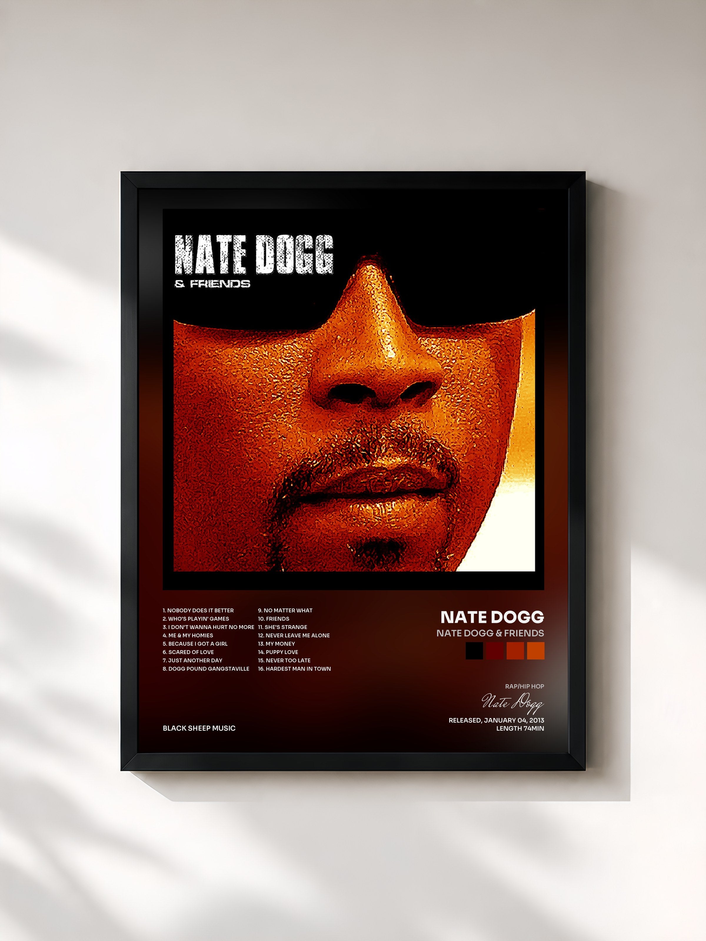 #noir Tableau de l'album Nate Dogg & Friends de Nate Dogg, cadre noir, imprimé et encadré en France