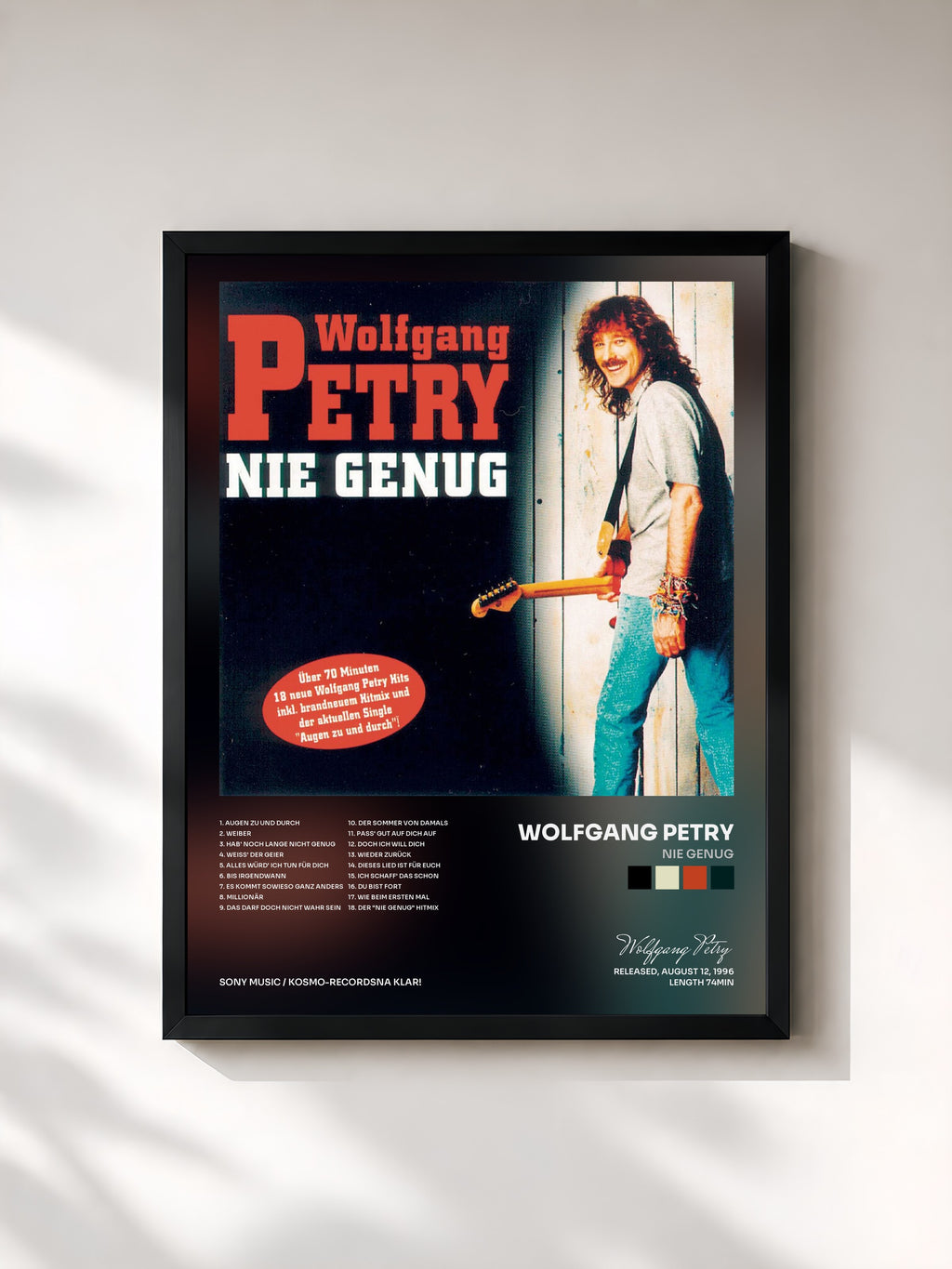 #noir Tableau de l'album Nie genug de Wolfgang Petry, cadre noir, imprimé et encadré en France