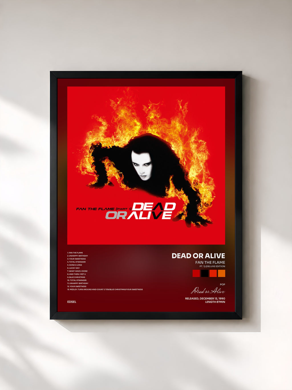 #noir Tableau de l'album Fan the Flame (Pt. 1) (Deluxe Edition) de Dead or Alive, cadre noir, imprimé et encadré en France