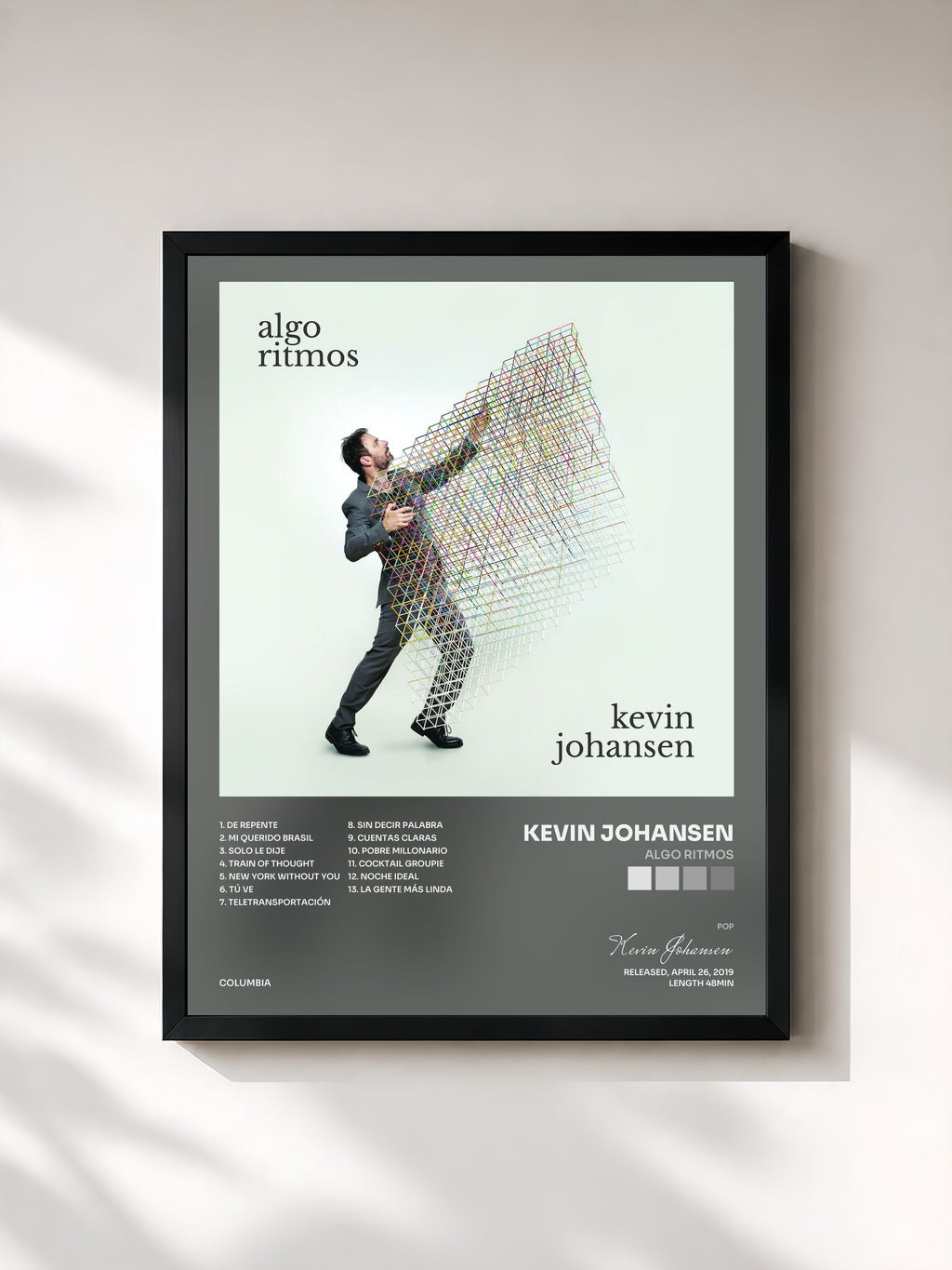 #noir Tableau de l'album Algo Ritmos de Kevin Johansen, cadre noir, imprimé et encadré en France
