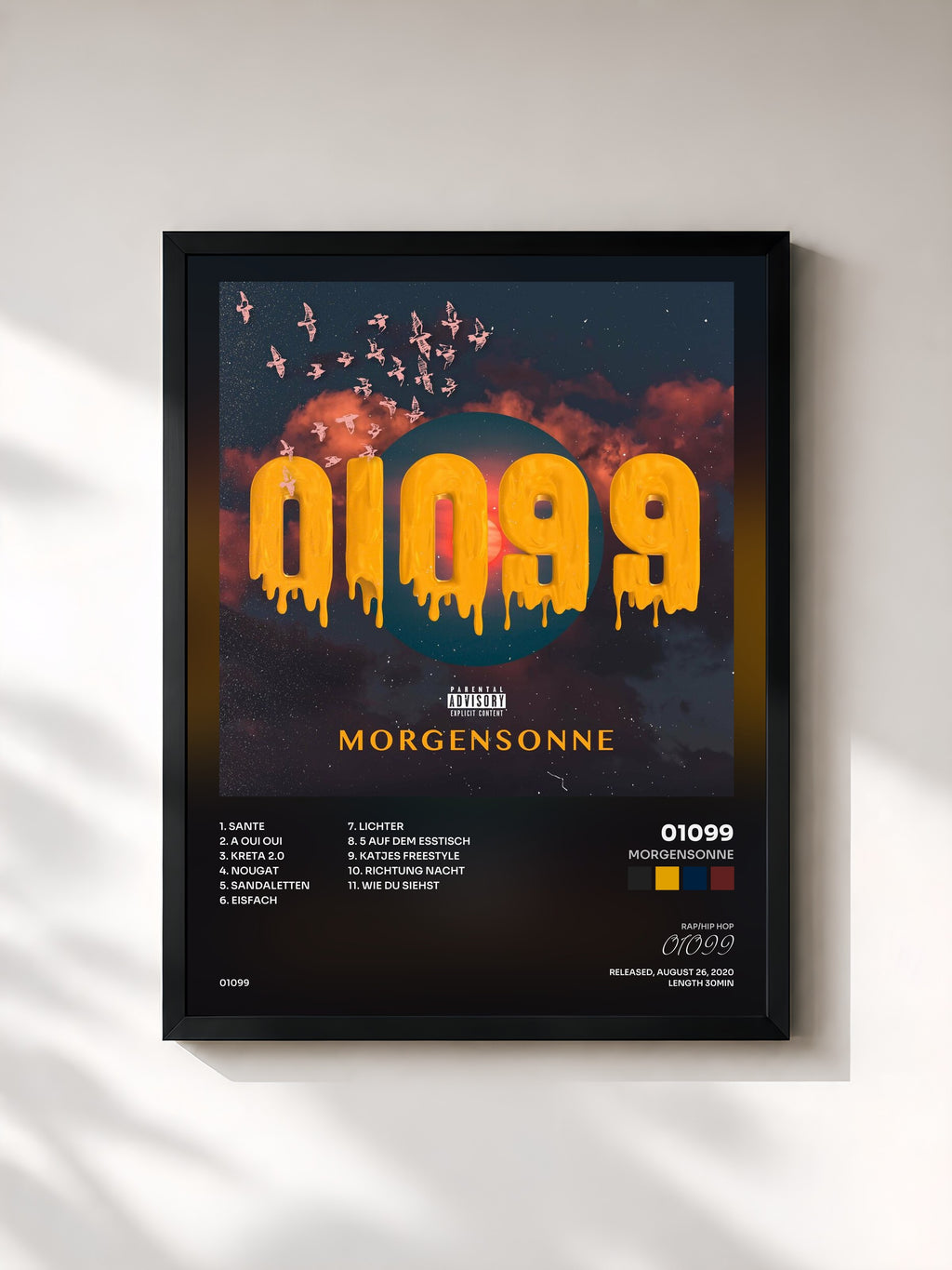 #noir Tableau de l'album Morgensonne de 01099, cadre noir, imprimé et encadré en France