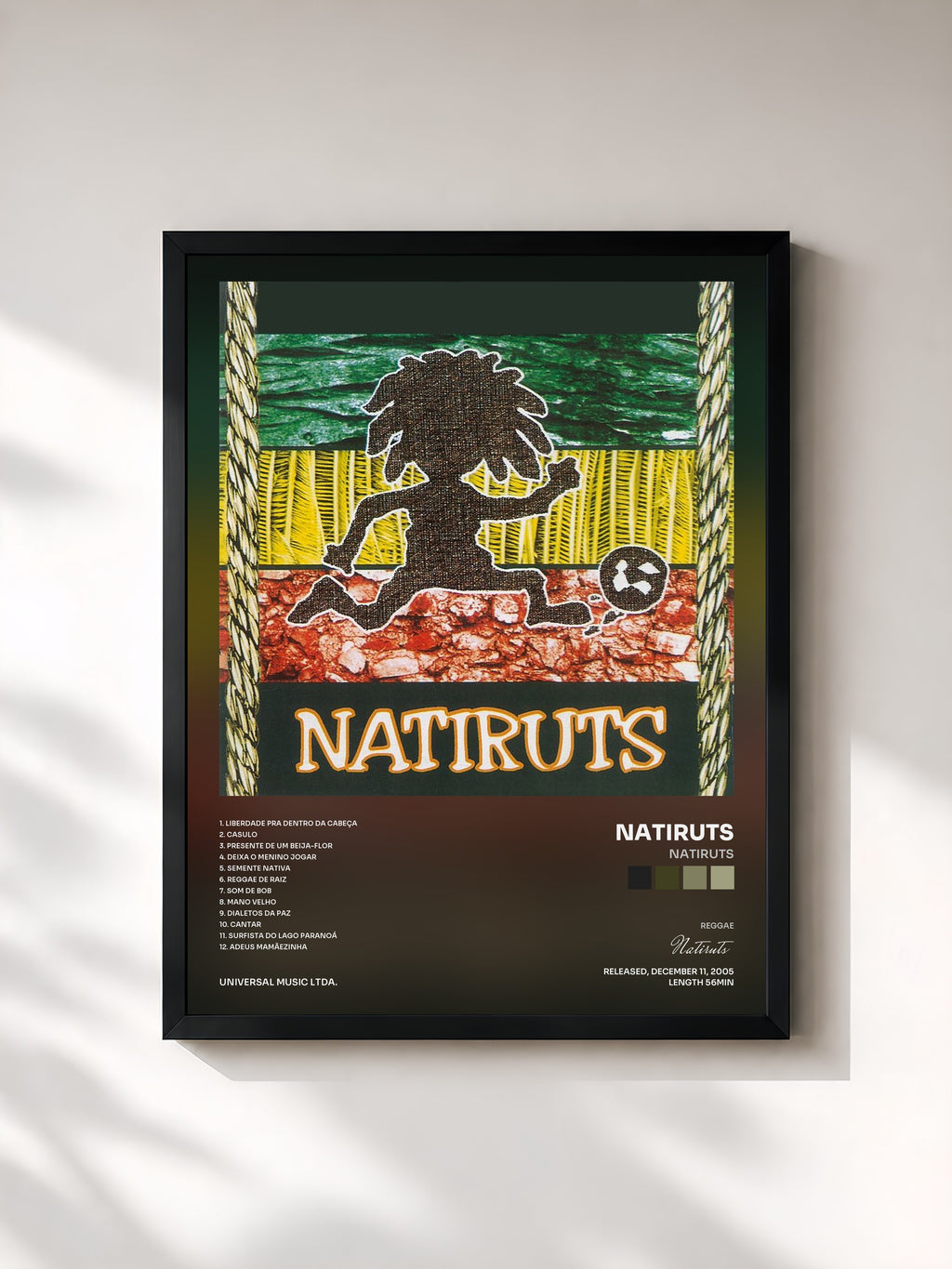 #noir Tableau de l'album Natiruts de Natiruts, cadre noir, imprimé et encadré en France