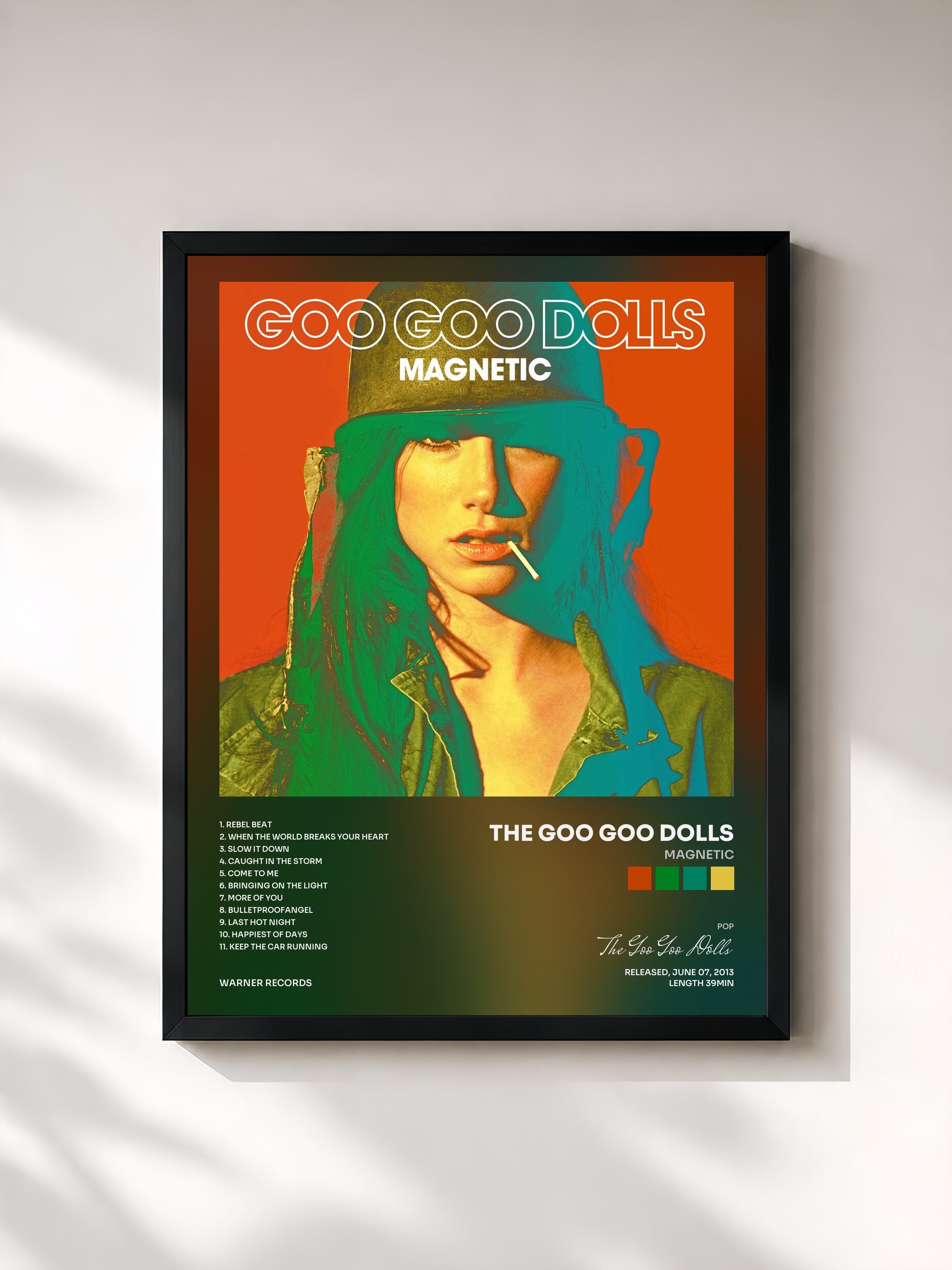 #noir Tableau de l'album Magnetic de The Goo Goo Dolls, cadre noir, imprimé et encadré en France