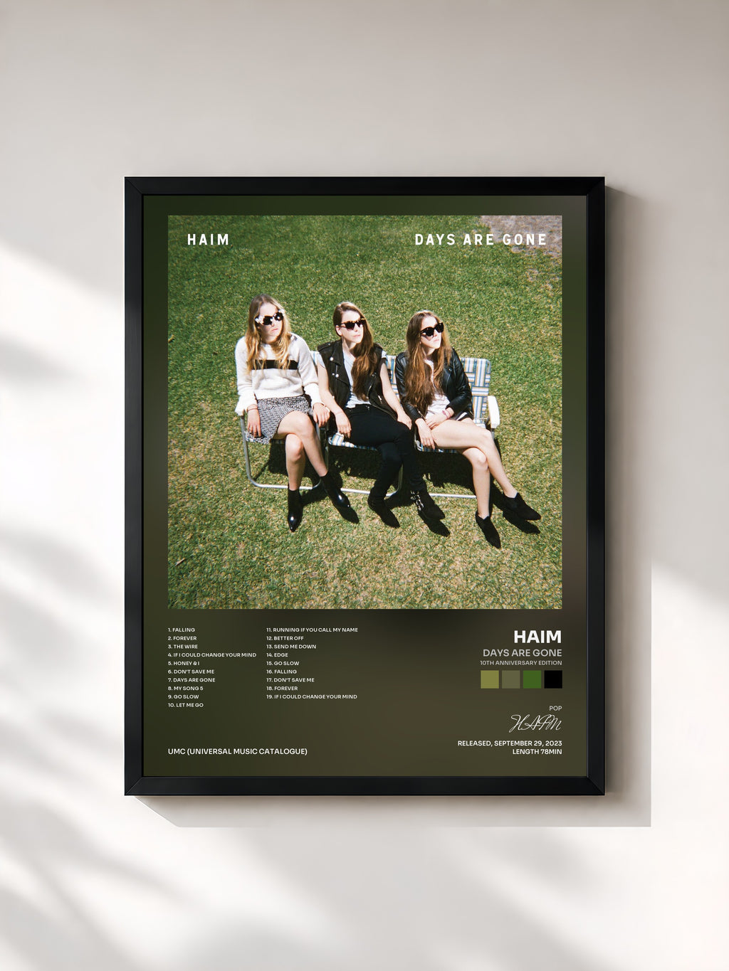 #noir Tableau de l'album Days Are Gone (10th Anniversary Edition) de HAIM, cadre noir, imprimé et encadré en France