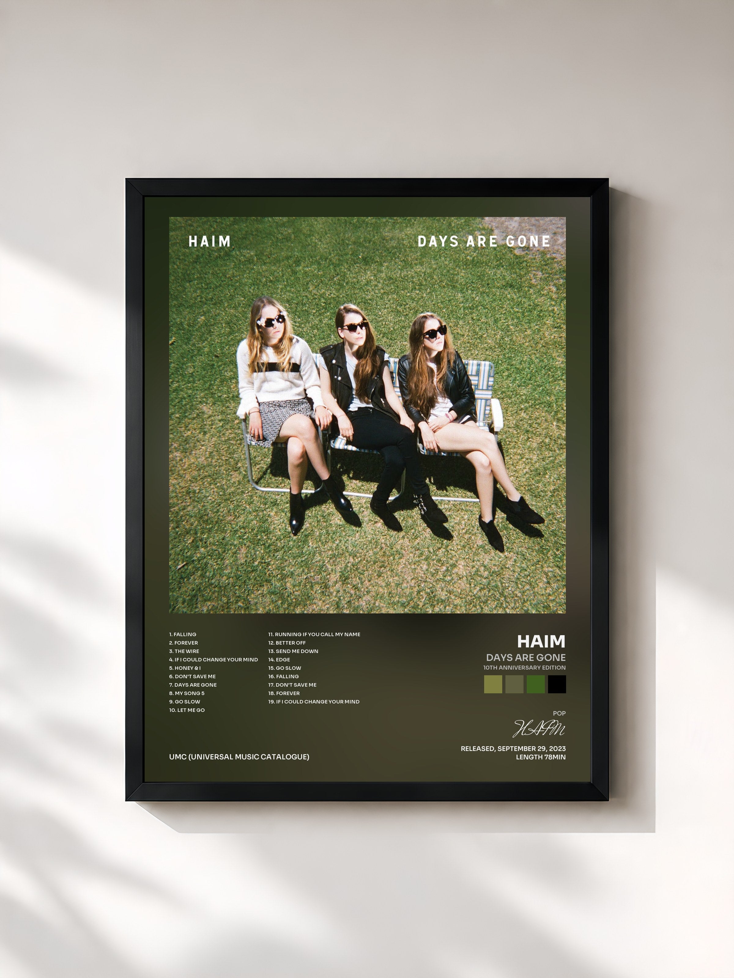 #noir Tableau de l'album Days Are Gone (10th Anniversary Edition) de HAIM, cadre noir, imprimé et encadré en France