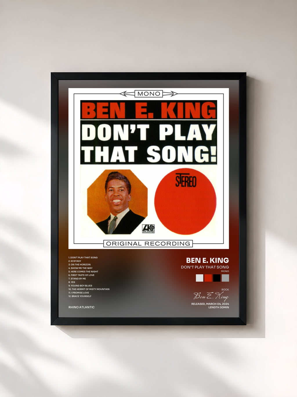 #noir Tableau de l'album Don't Play That Song (Mono) de Ben E. King, cadre noir, imprimé et encadré en France