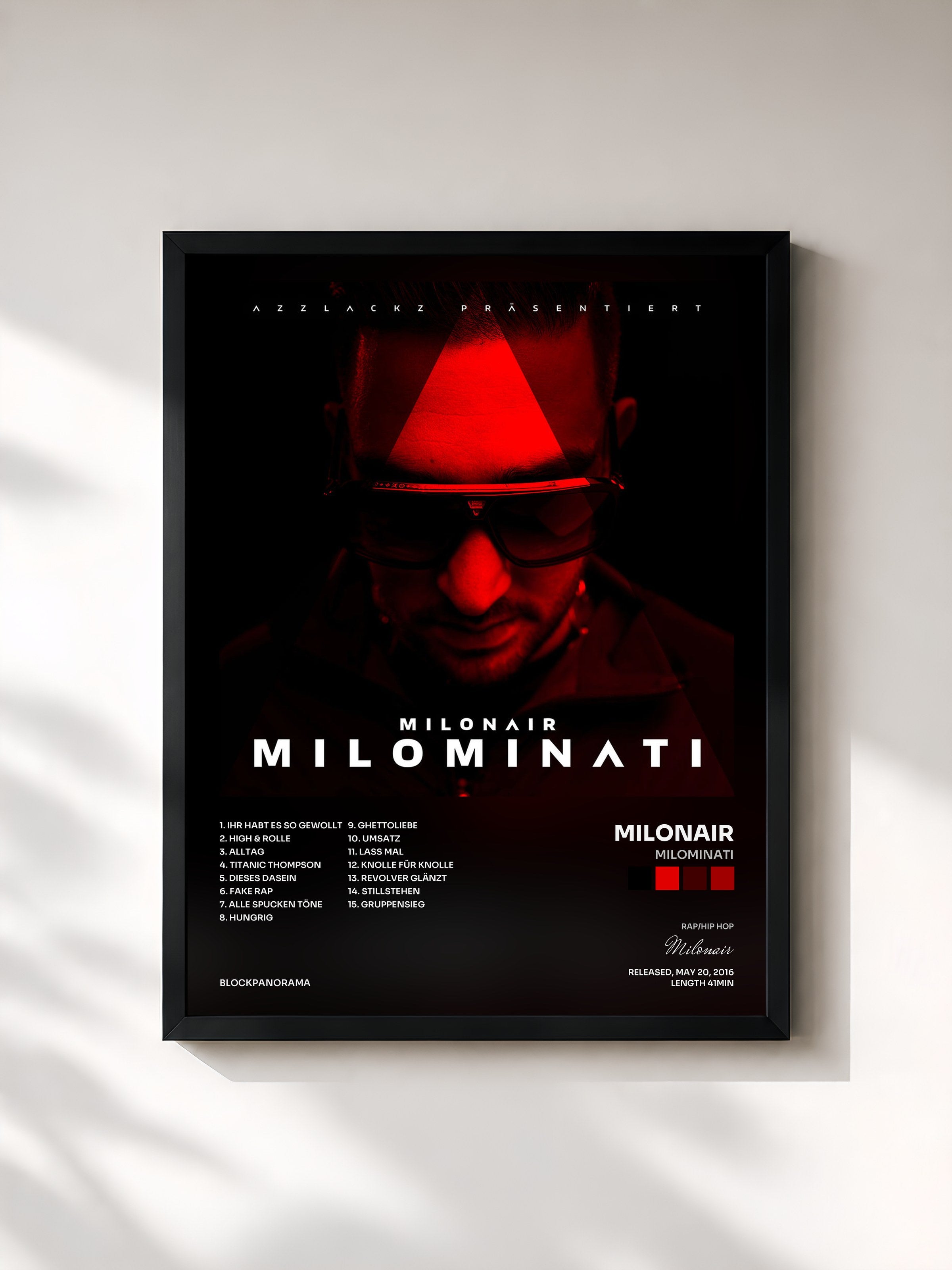 #noir Tableau de l'album Milominati de Milonair, cadre noir, imprimé et encadré en France