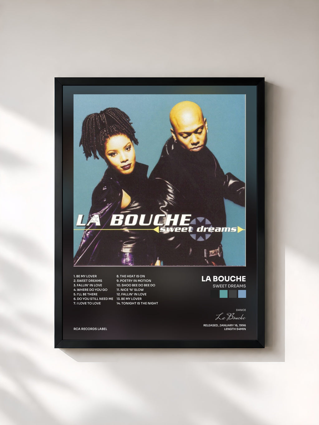 #noir Tableau de l'album Sweet Dreams de La Bouche, cadre noir, imprimé et encadré en France