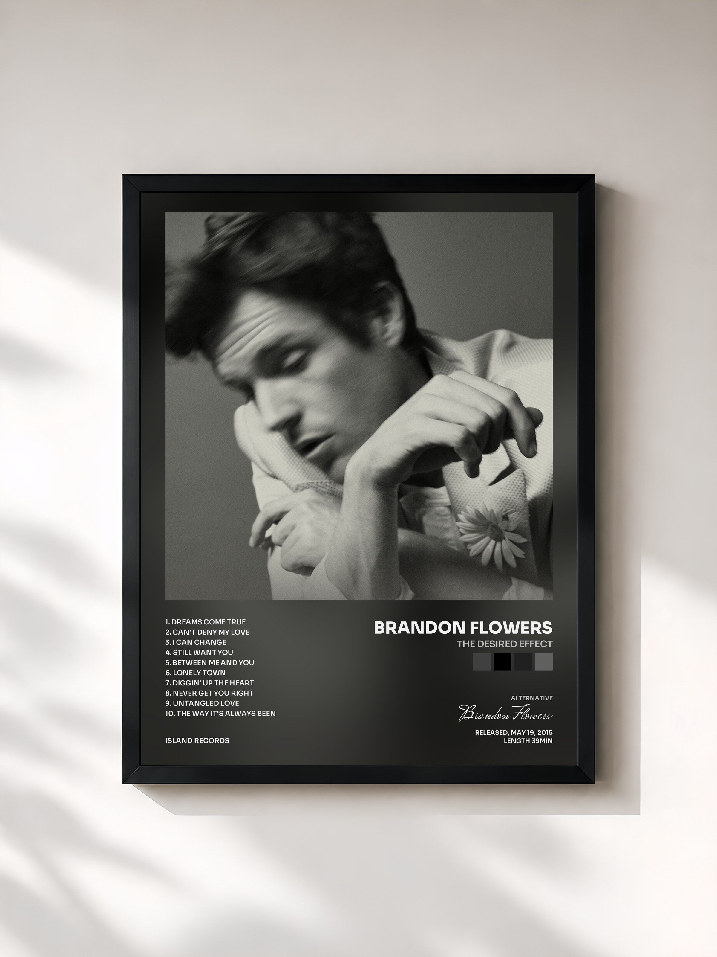 #noir Tableau de l'album The Desired Effect de Brandon Flowers, cadre noir, imprimé et encadré en France
