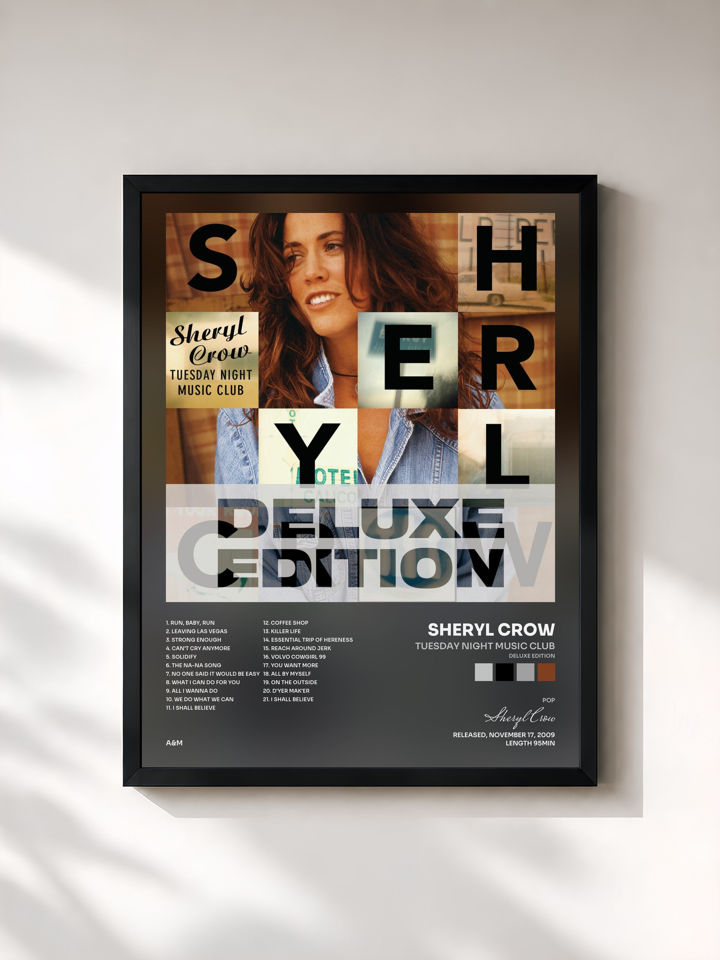 #noir Tableau de l'album Tuesday Night Music Club (Deluxe Edition) de Sheryl Crow, cadre noir, imprimé et encadré en France